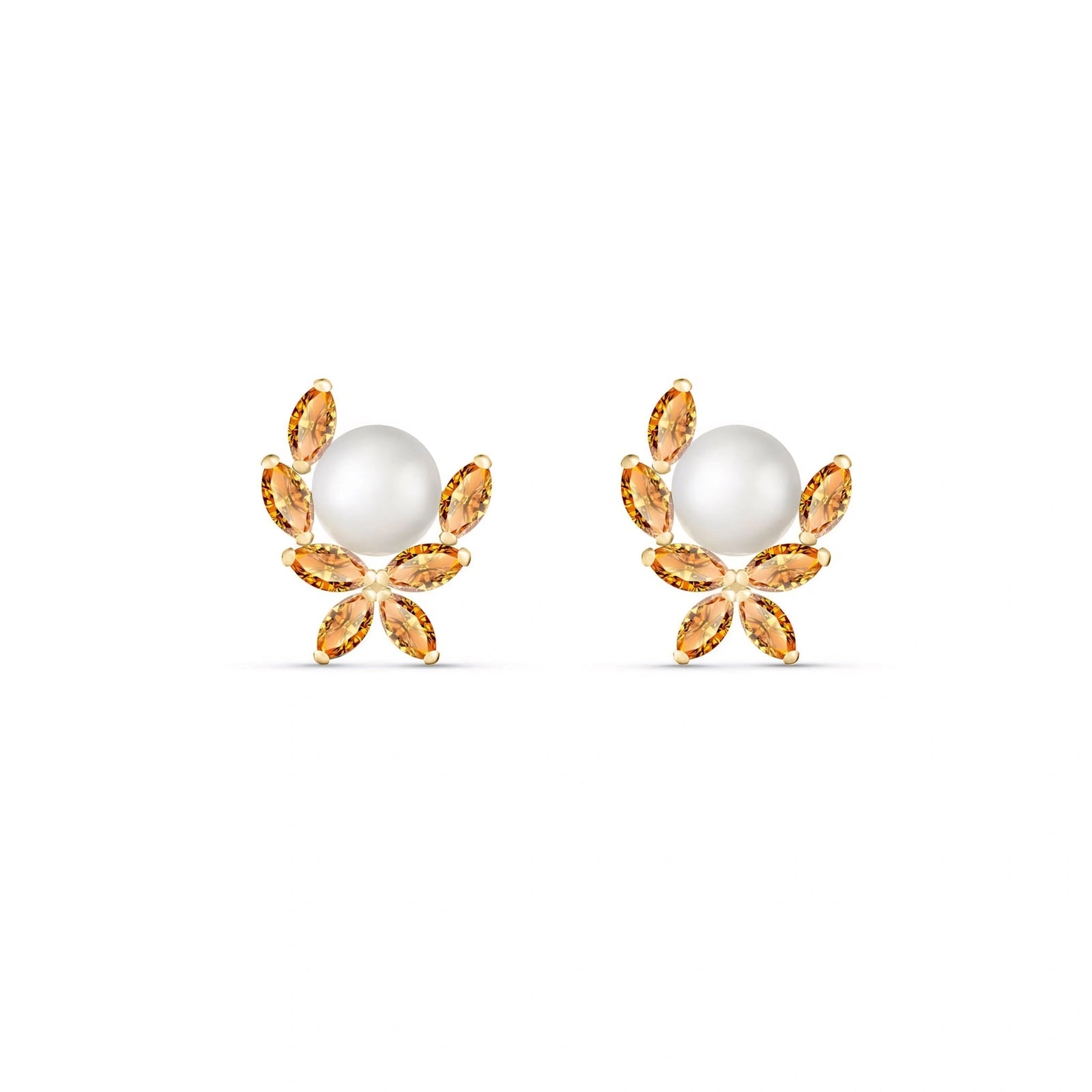 Yellow Gold Pearl & Citrine — Mariaambra