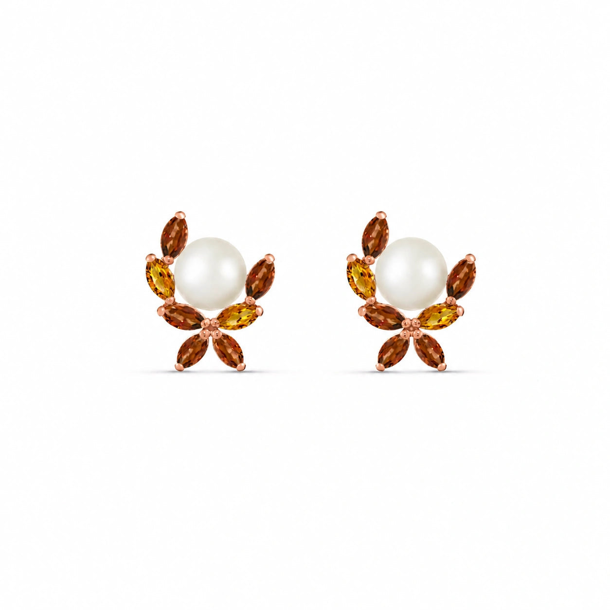 Rose Gold Pearl & Garnet & Citrine — Mariaambra