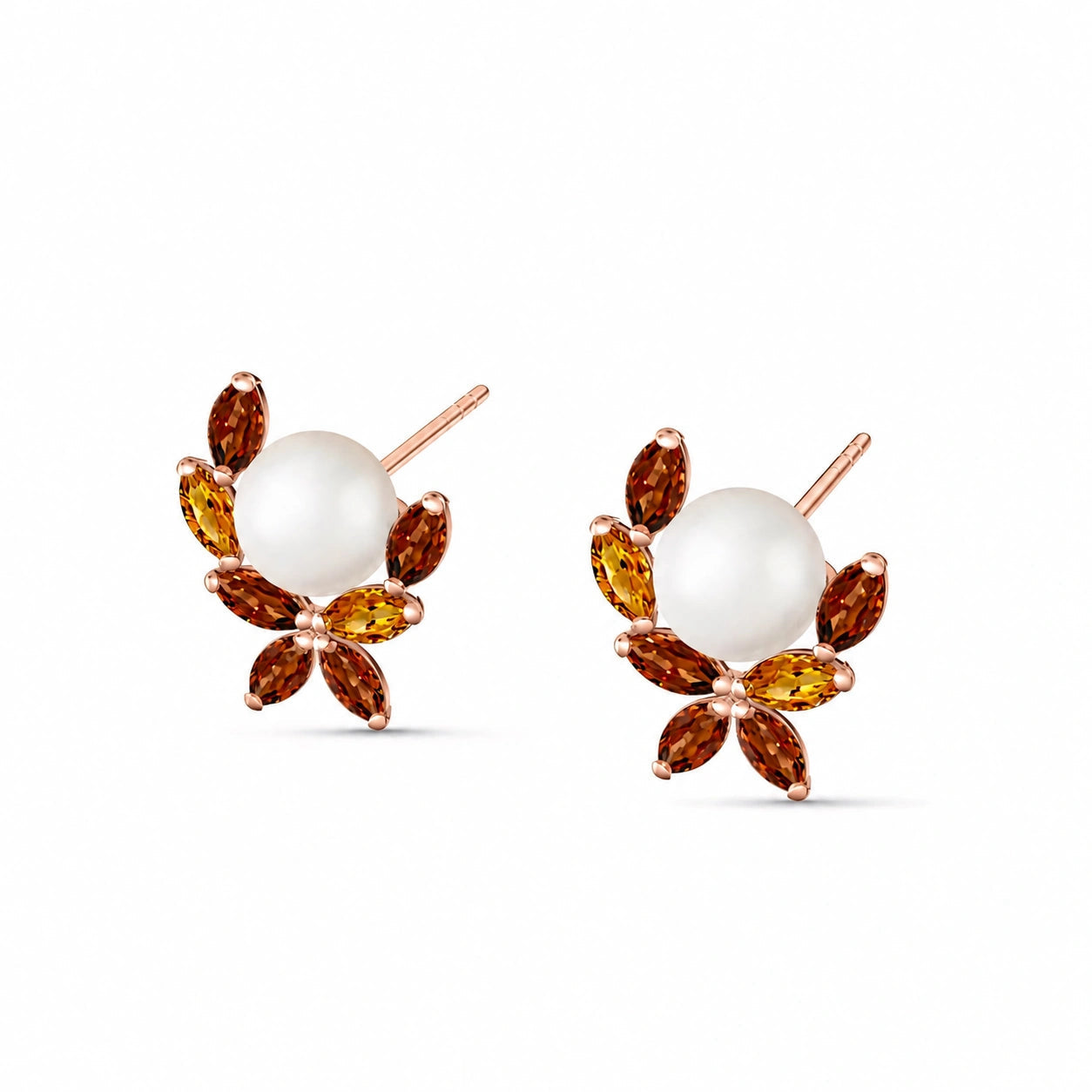 Rose Gold Pearl & Garnet & Citrine — Mariaambra