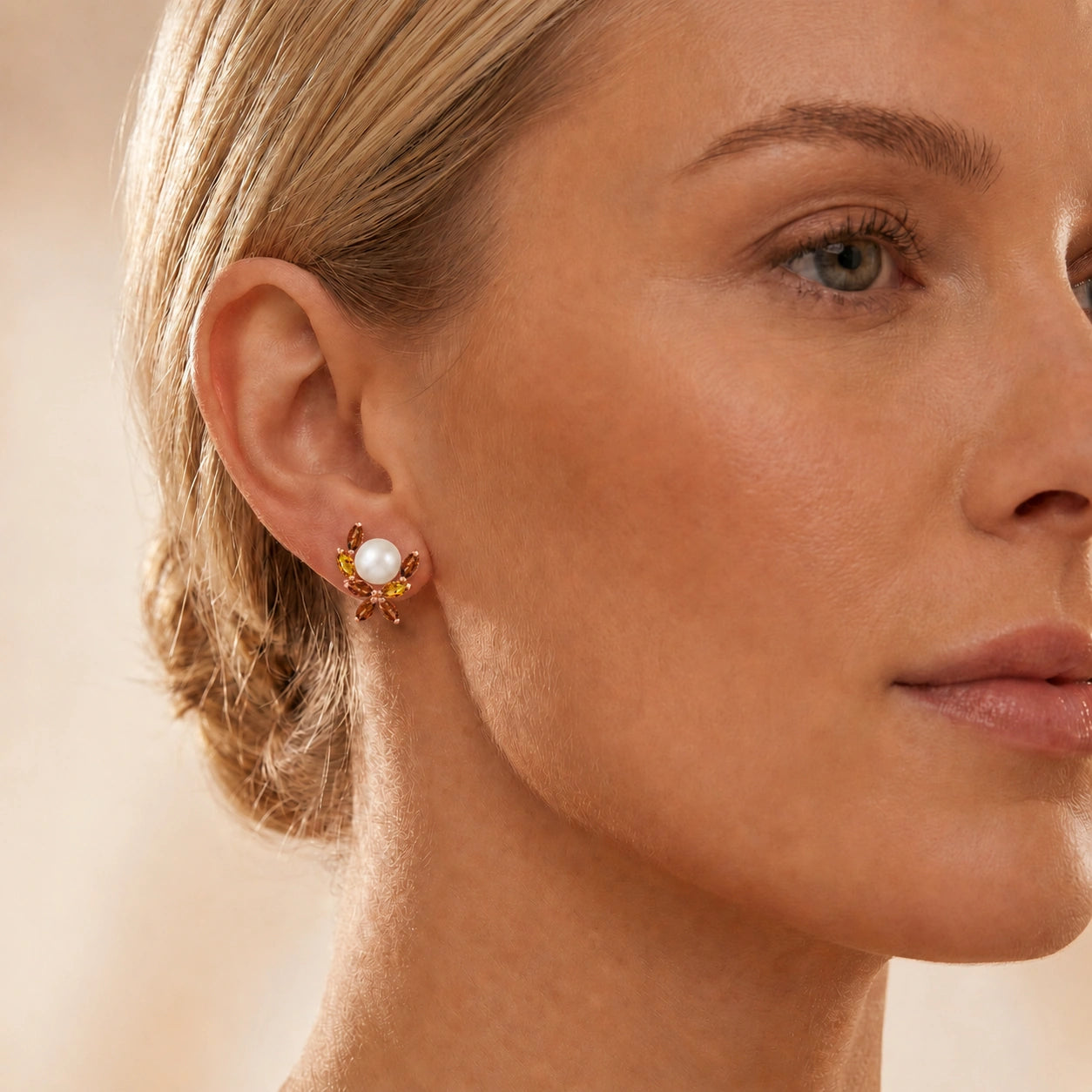 Rose Gold Pearl & Garnet & Citrine — Mariaambra