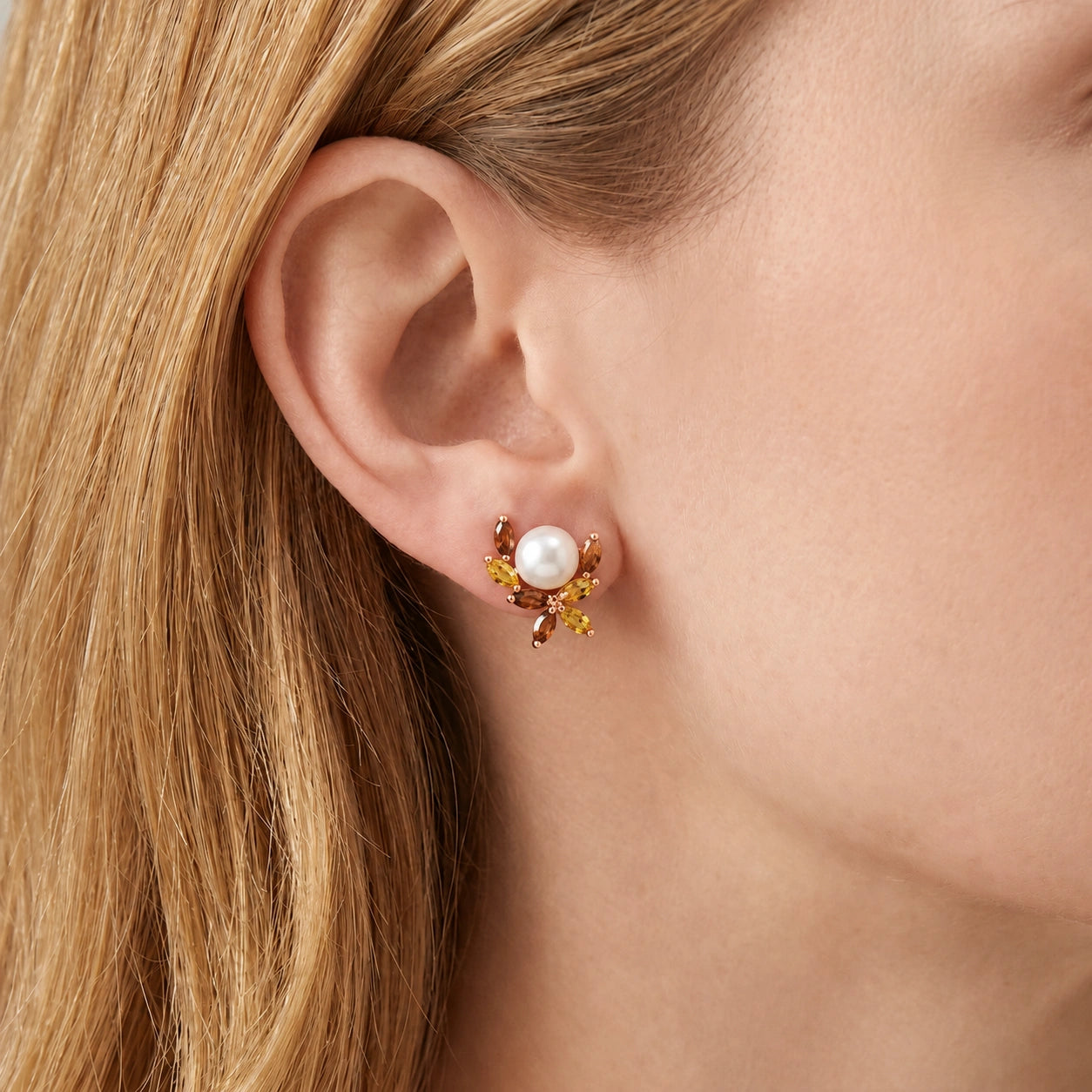 Rose Gold Pearl & Garnet & Citrine — Mariaambra