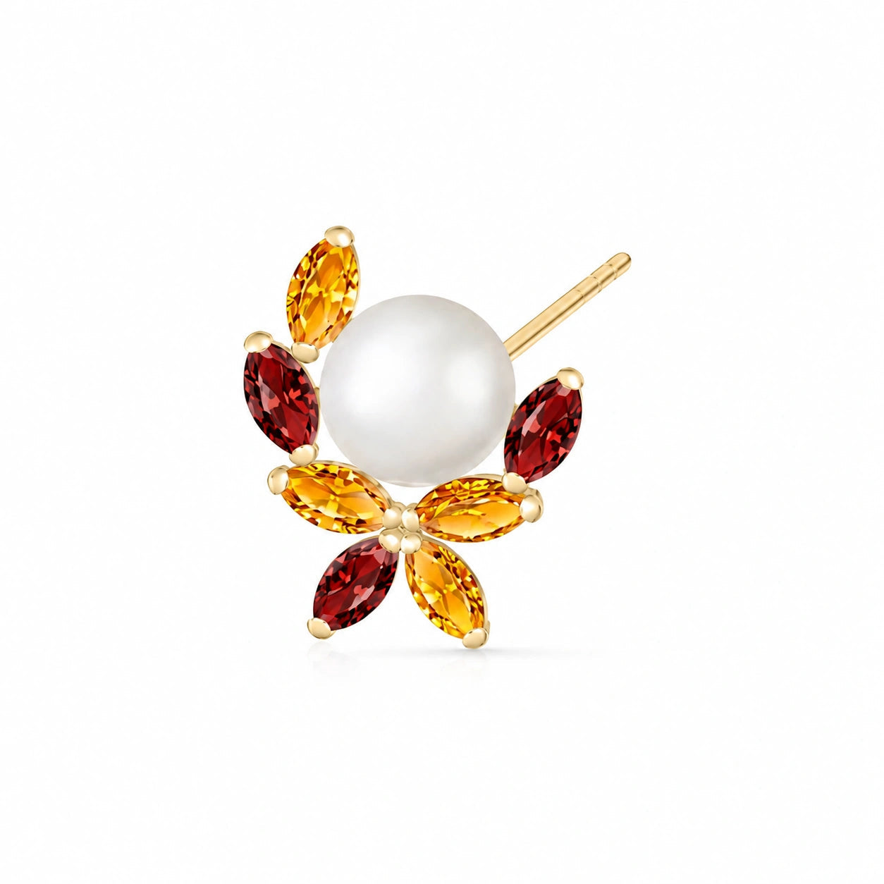 Yellow Gold Pearl & Garnet & Citrine — Mariaambra
