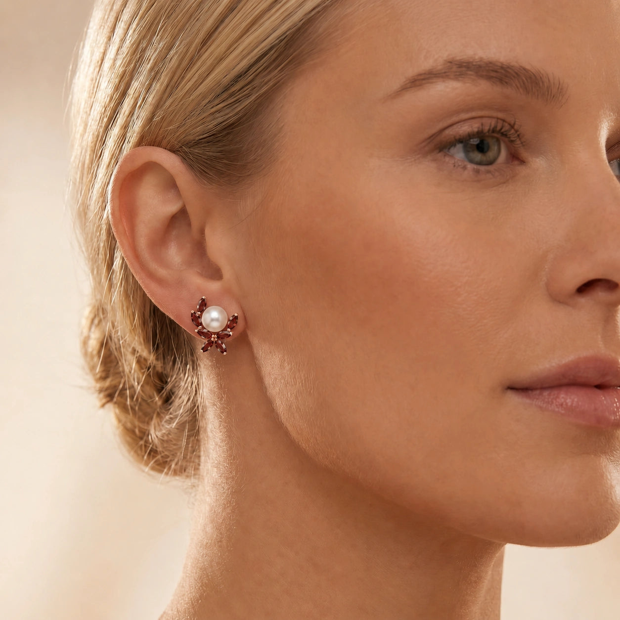 Rose Gold Pearl & Garnet — Mariaambra