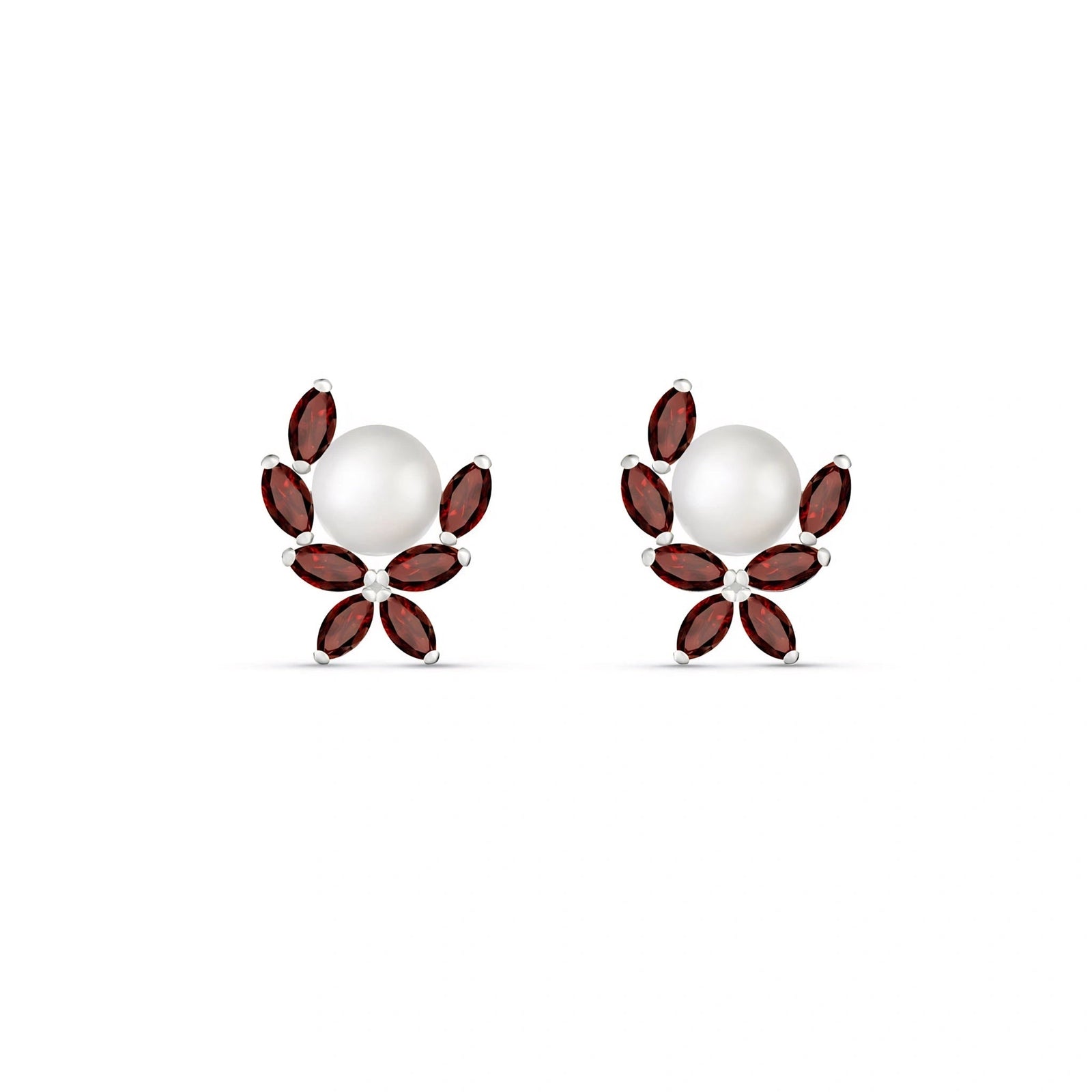 White Gold Pearl & Garnet — Mariaambra