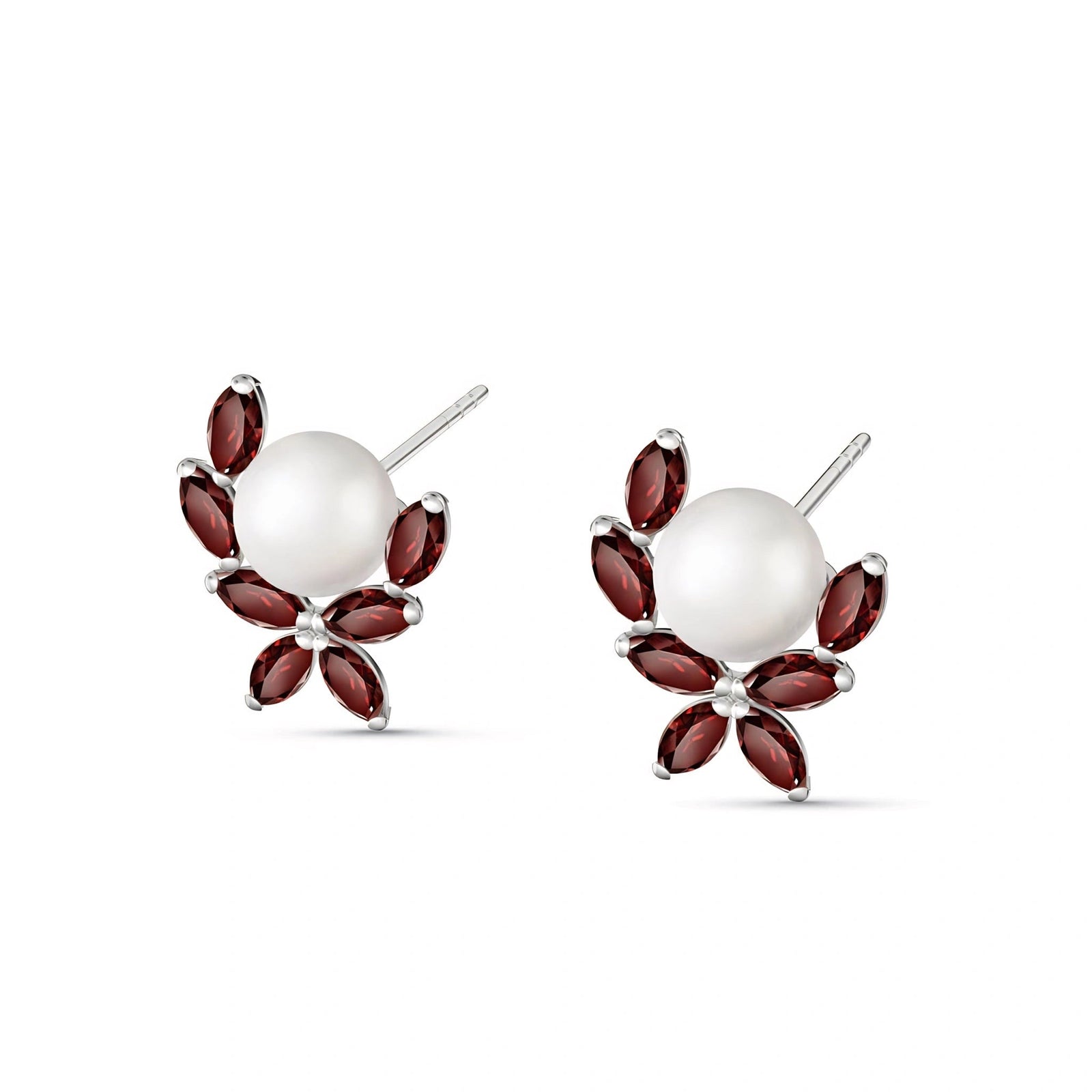 White Gold Pearl & Garnet — Mariaambra