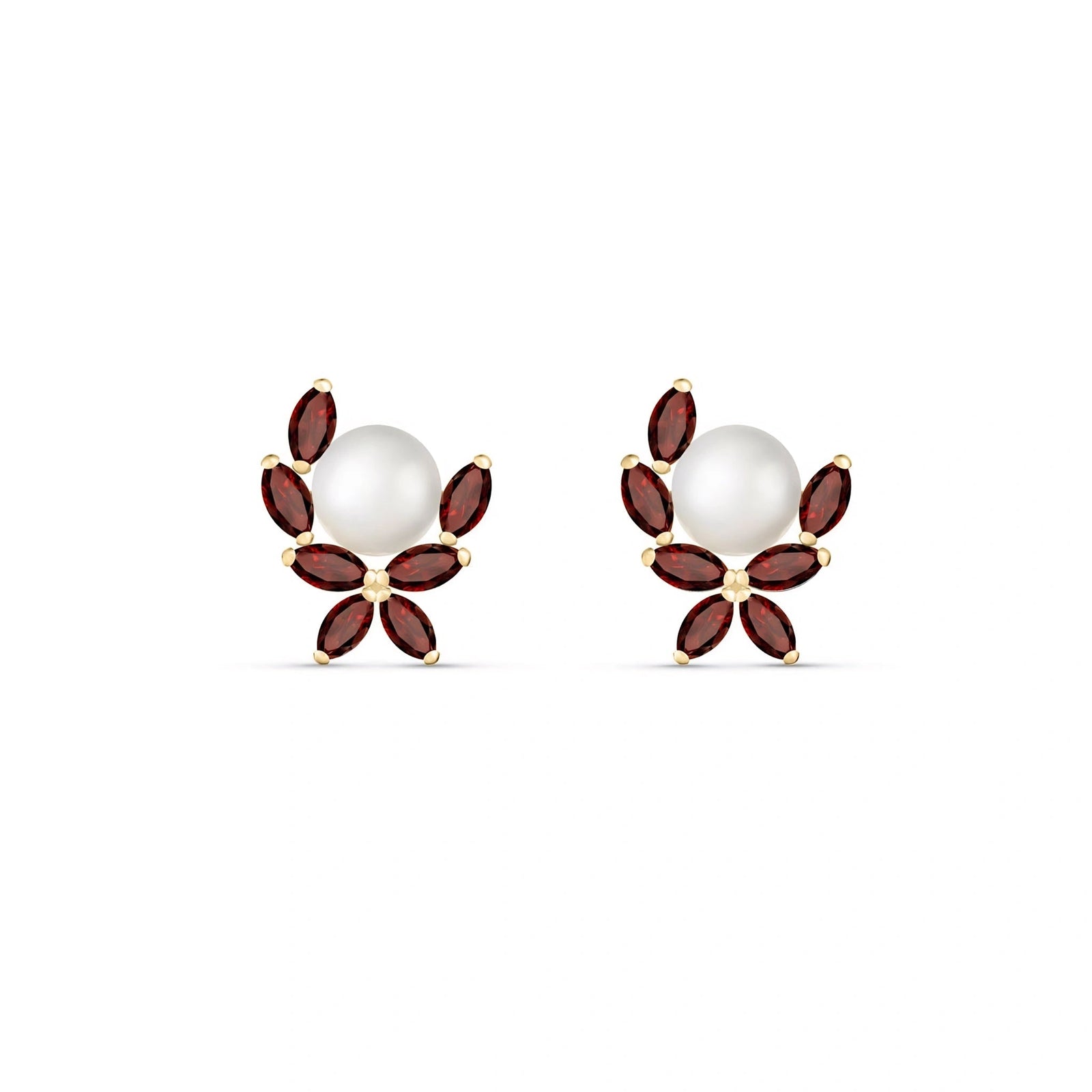 Yellow Gold Pearl & Garnet — Mariaambra