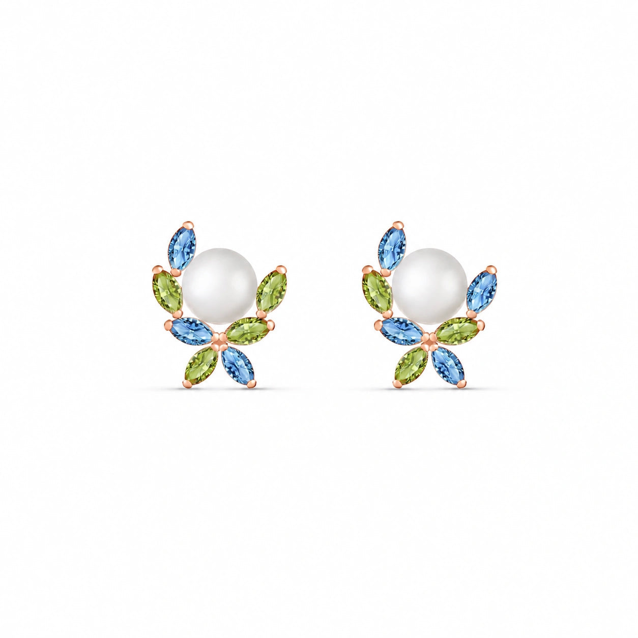 Rose Gold Pearl & Peridot & Blue Topaz — Mariaambra