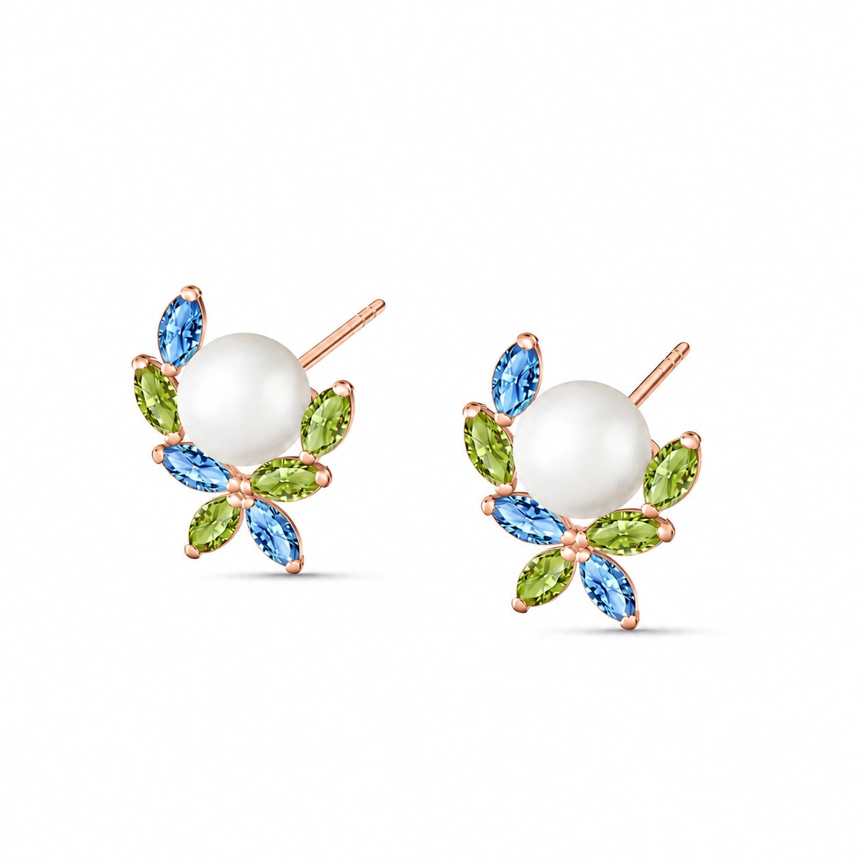 Rose Gold Pearl & Peridot & Blue Topaz — Mariaambra