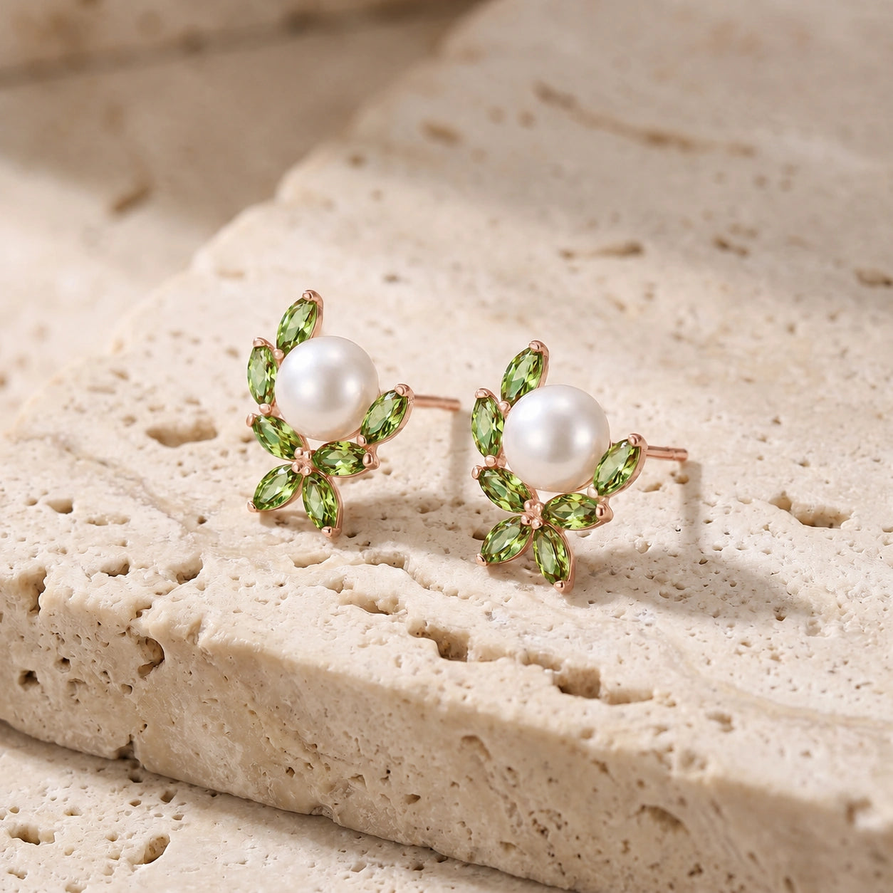 Rose Gold Pearl & Peridot — Mariaambra