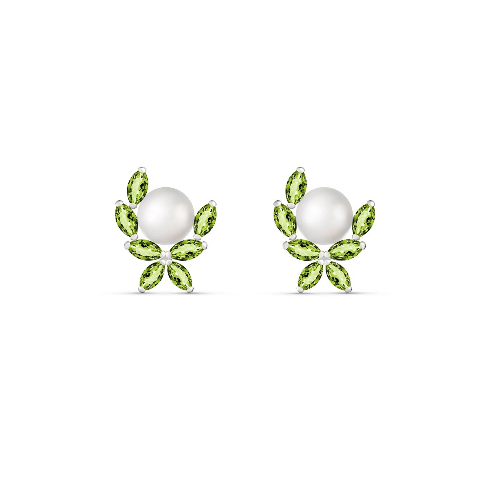 White Gold Pearl & Peridot — Mariaambra
