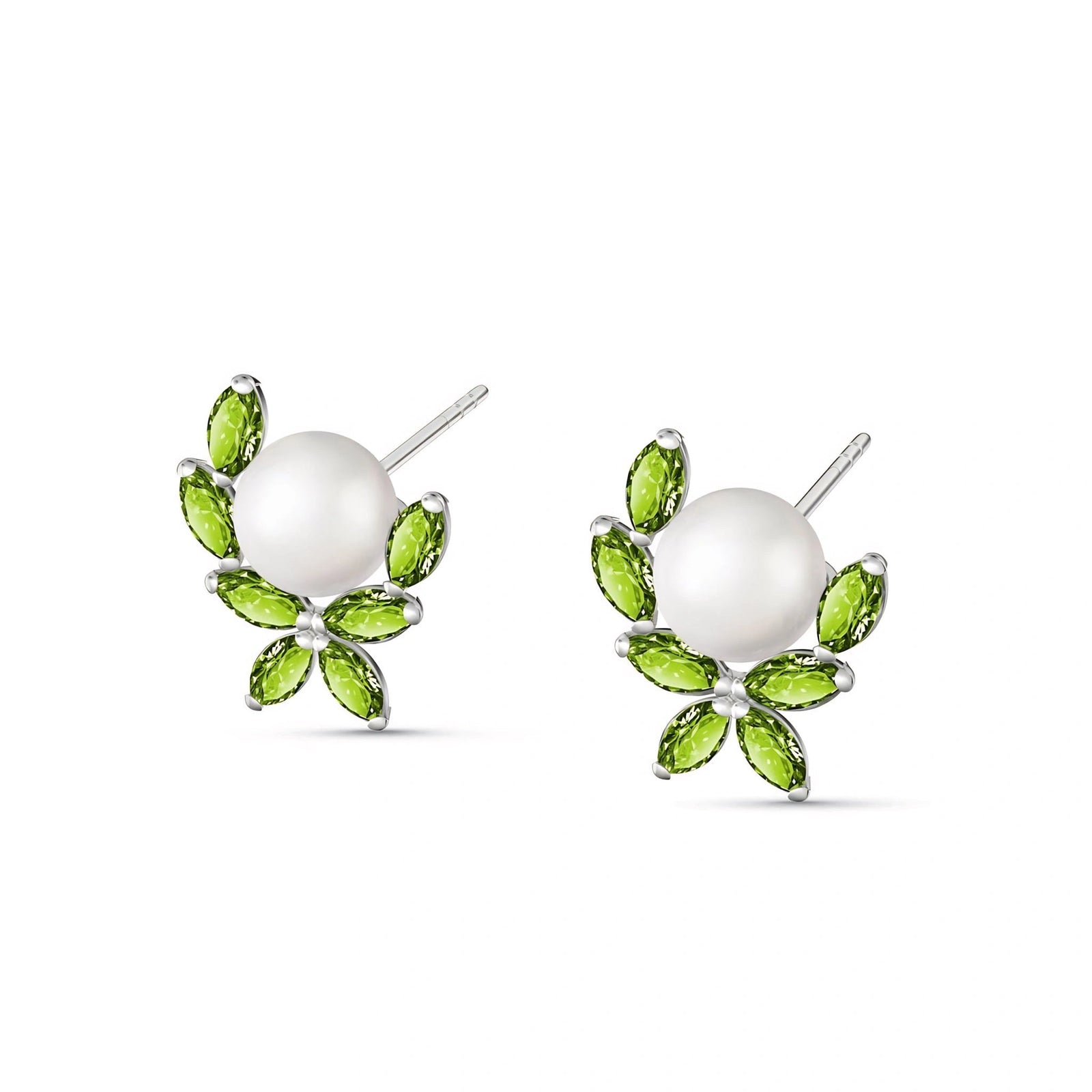 White Gold Pearl & Peridot — Mariaambra