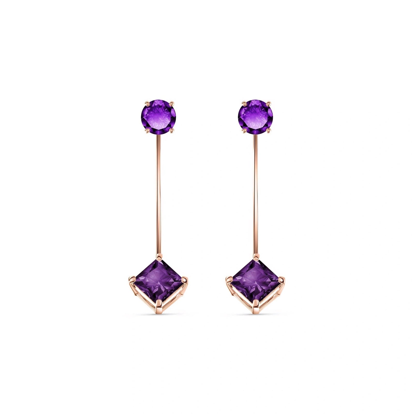 Rose Gold Eternal Earrings Amethyst 10K — Lina