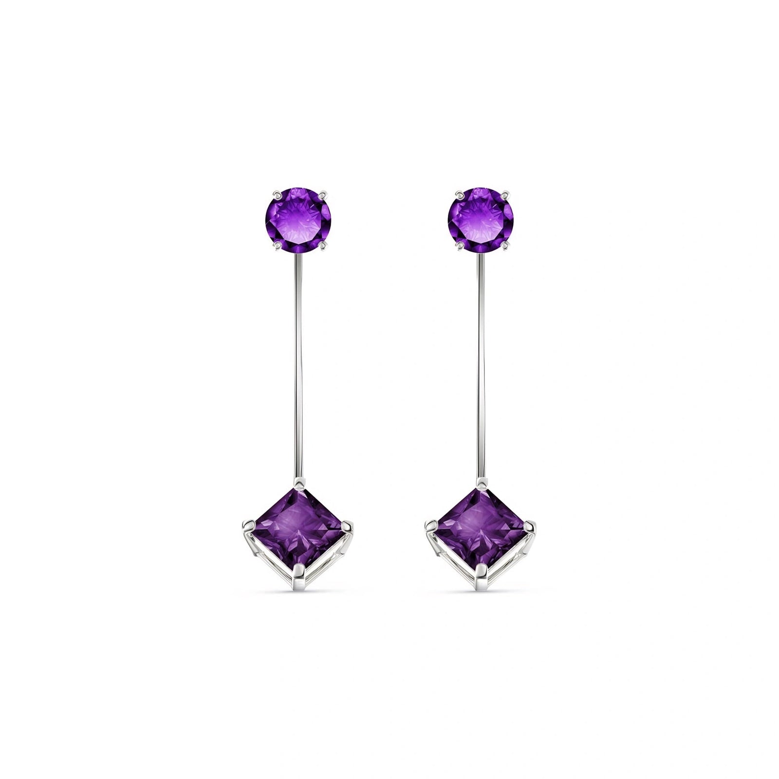 White Gold Eternal Earrings Amethyst 10K — Lina