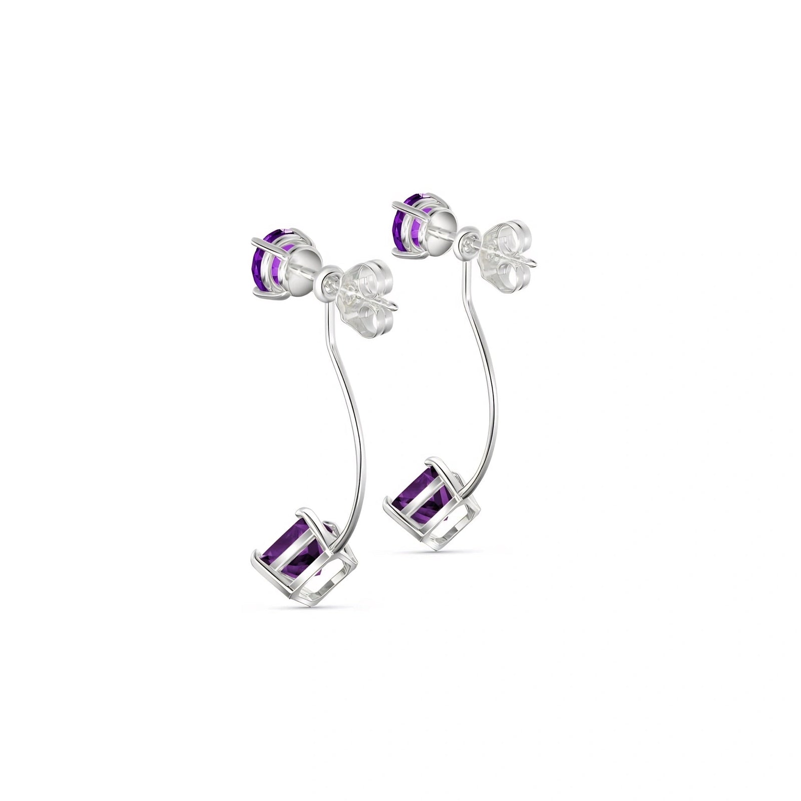 White Gold Eternal Earrings Amethyst 10K — Lina