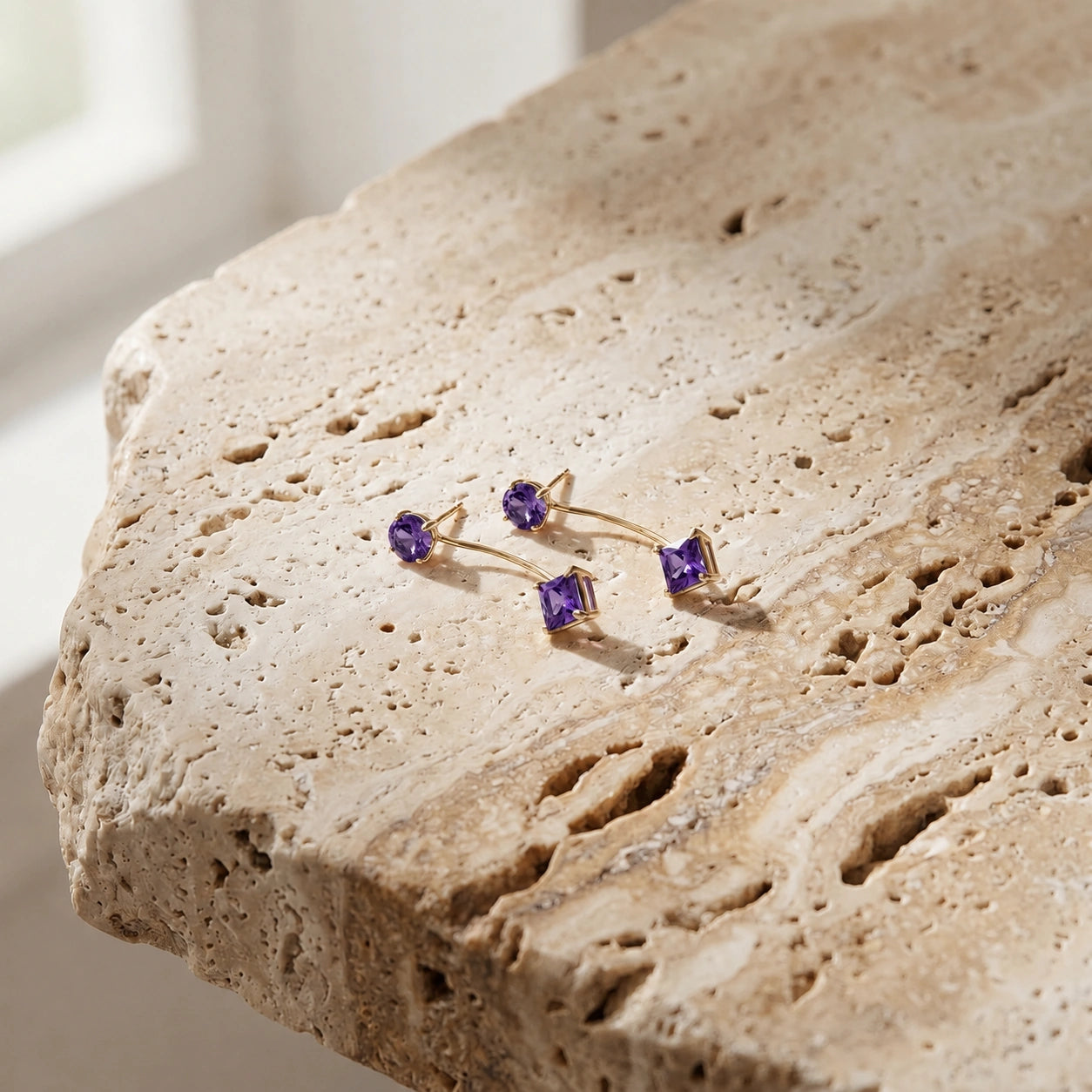 Yellow Gold Eternal Earrings Amethyst 10K — Lina