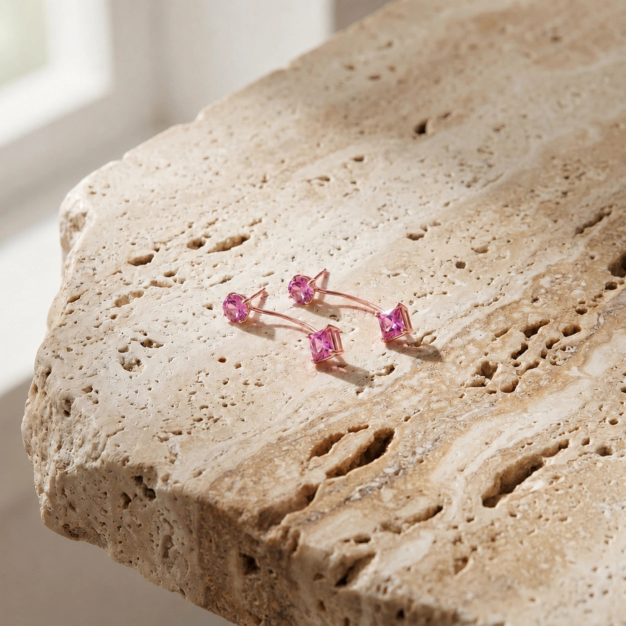 Rose Gold Eternal Earrings Pink Topaz 10K — Lina