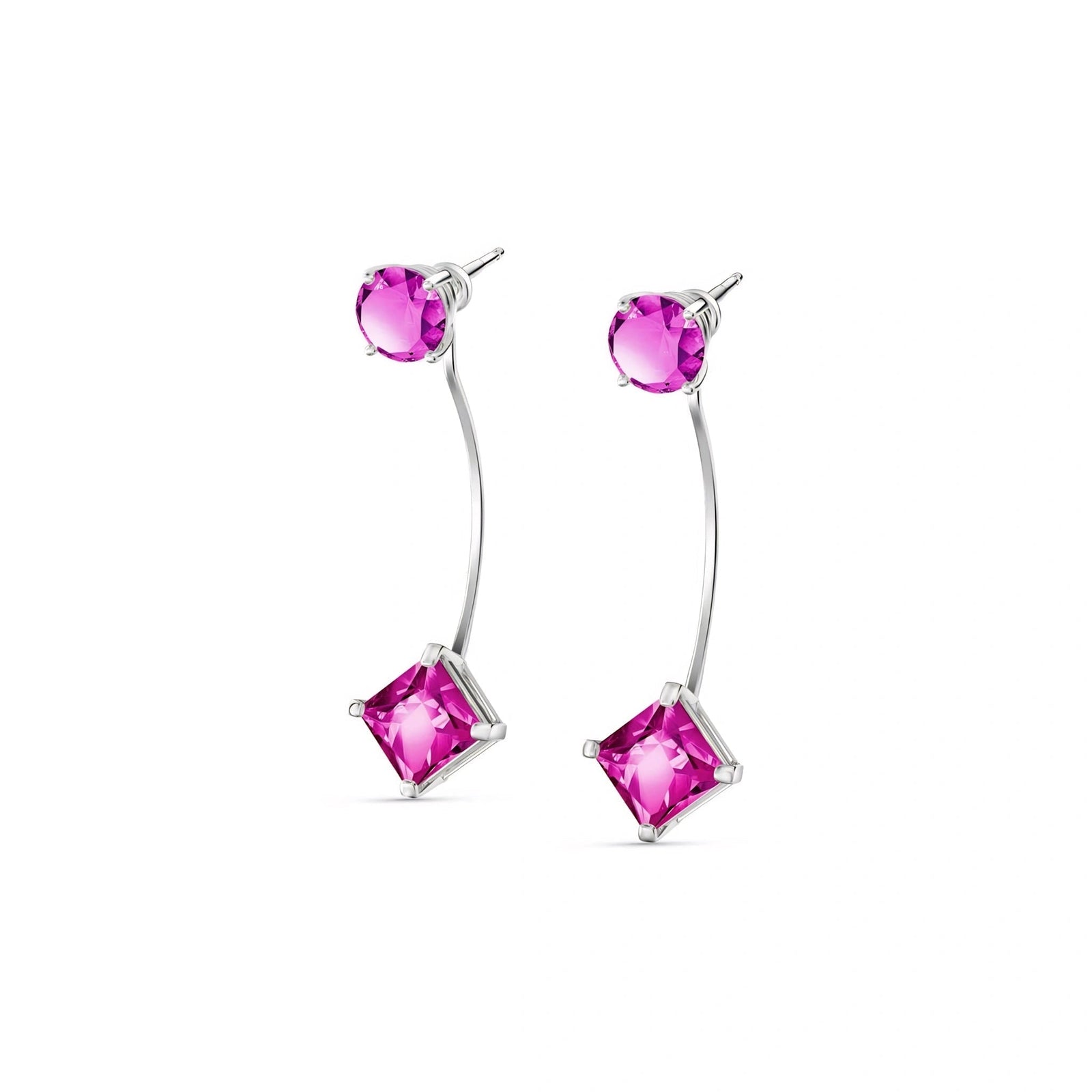White Gold Eternal Earrings Pink Topaz 10K — Lina