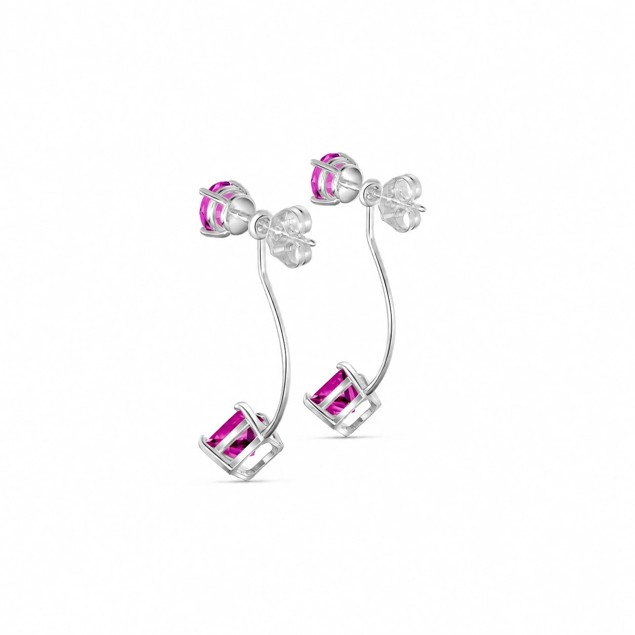 White Gold Eternal Earrings Pink Topaz 10K — Lina