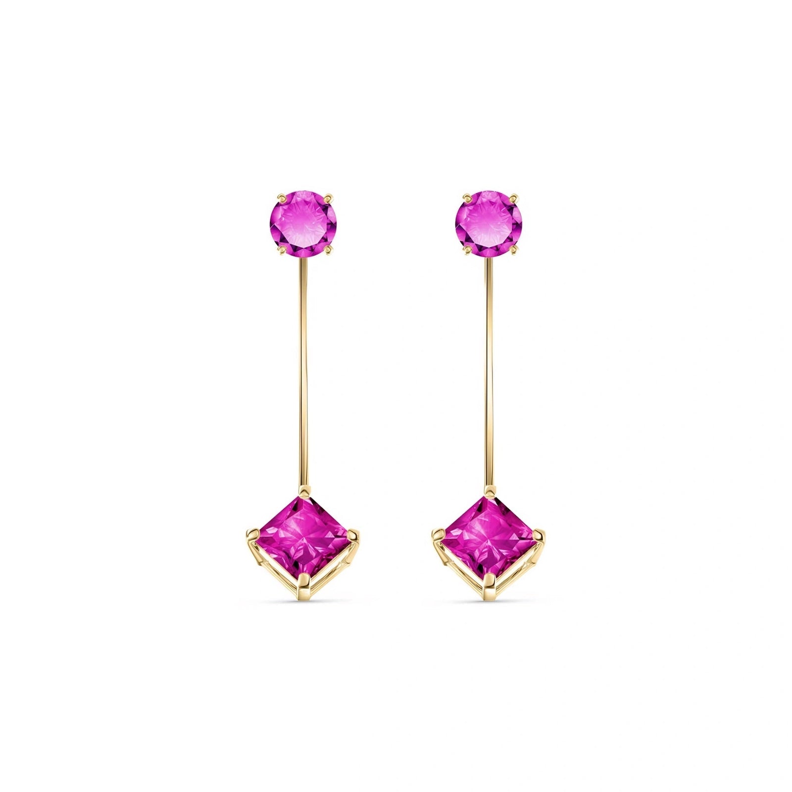 Yellow Gold Eternal Earrings Pink Topaz 10K — Lina