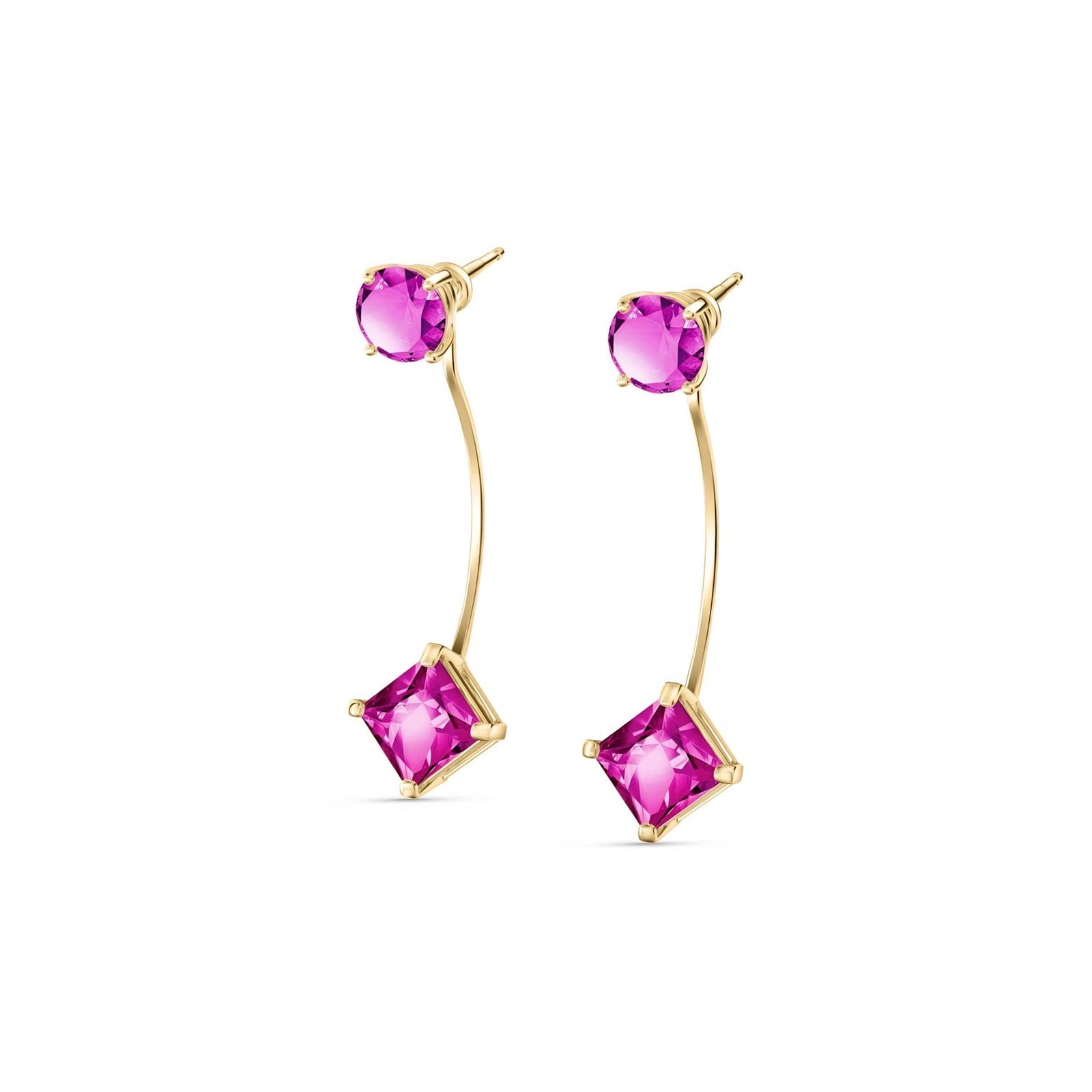 Yellow Gold Eternal Earrings Pink Topaz 10K — Lina