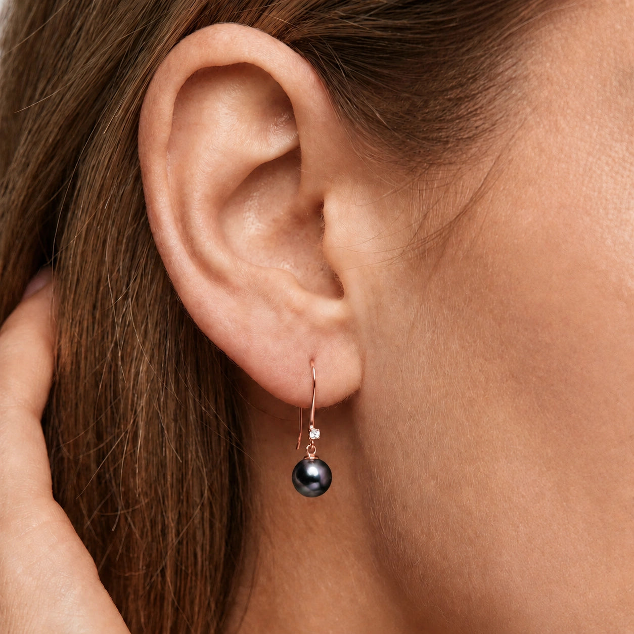 Rose Gold Earrings Pearl 10K — Cosima