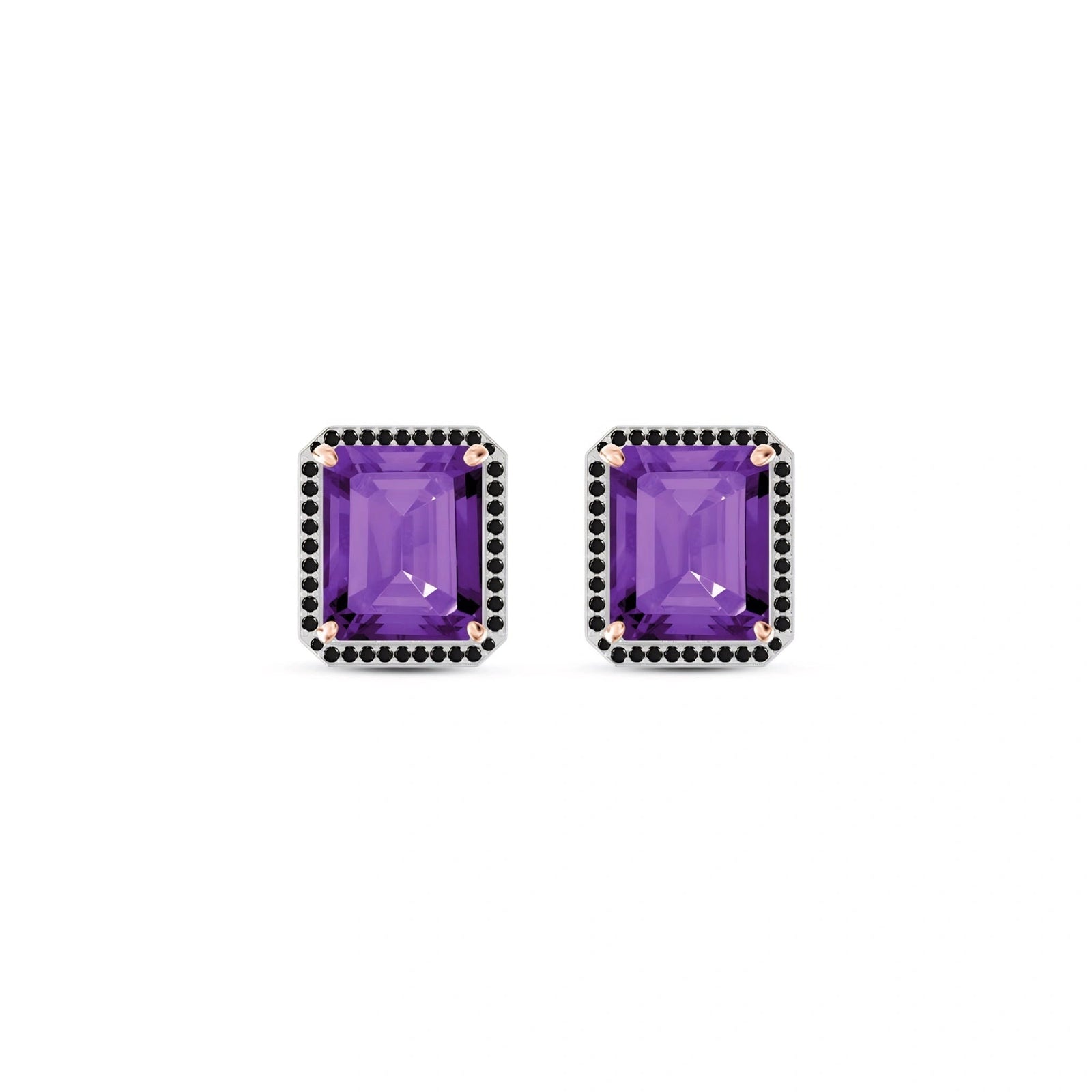 Rose Gold Earrings Amethyst 10K — Faustina