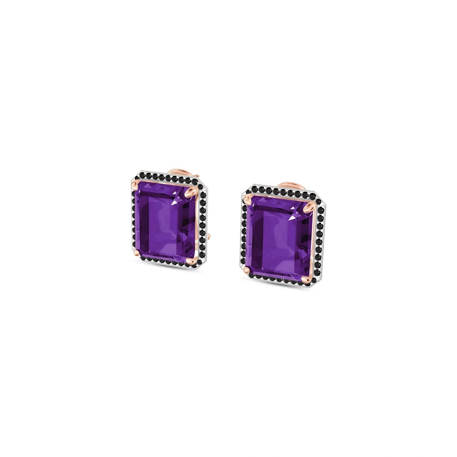 Rose Gold Earrings Amethyst 10K — Faustina