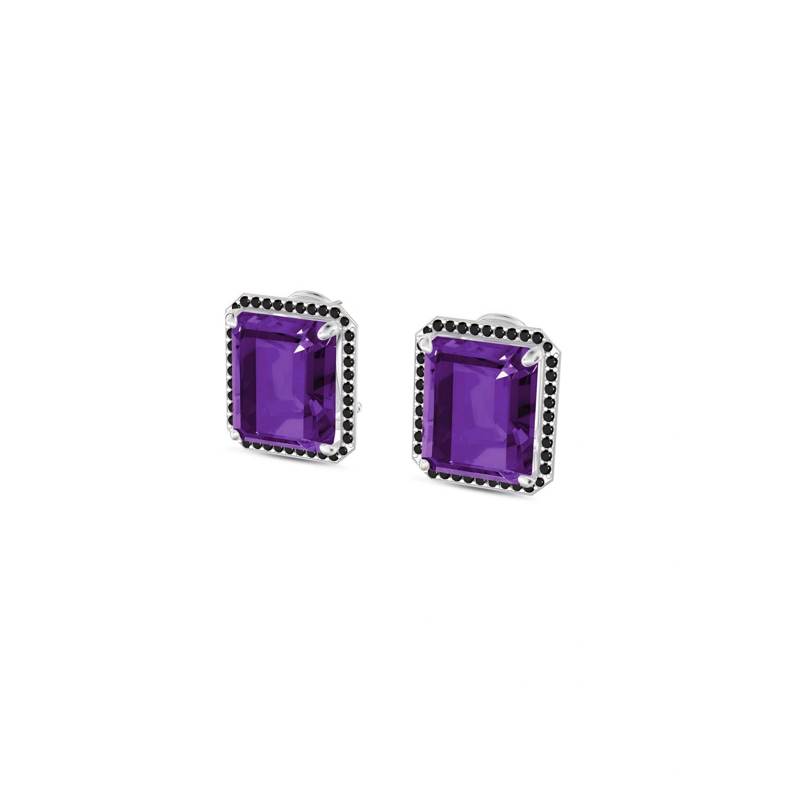 White Gold Earrings Amethyst 10K — Faustina
