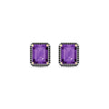 Yellow Gold Earrings Amethyst 10K — Faustina