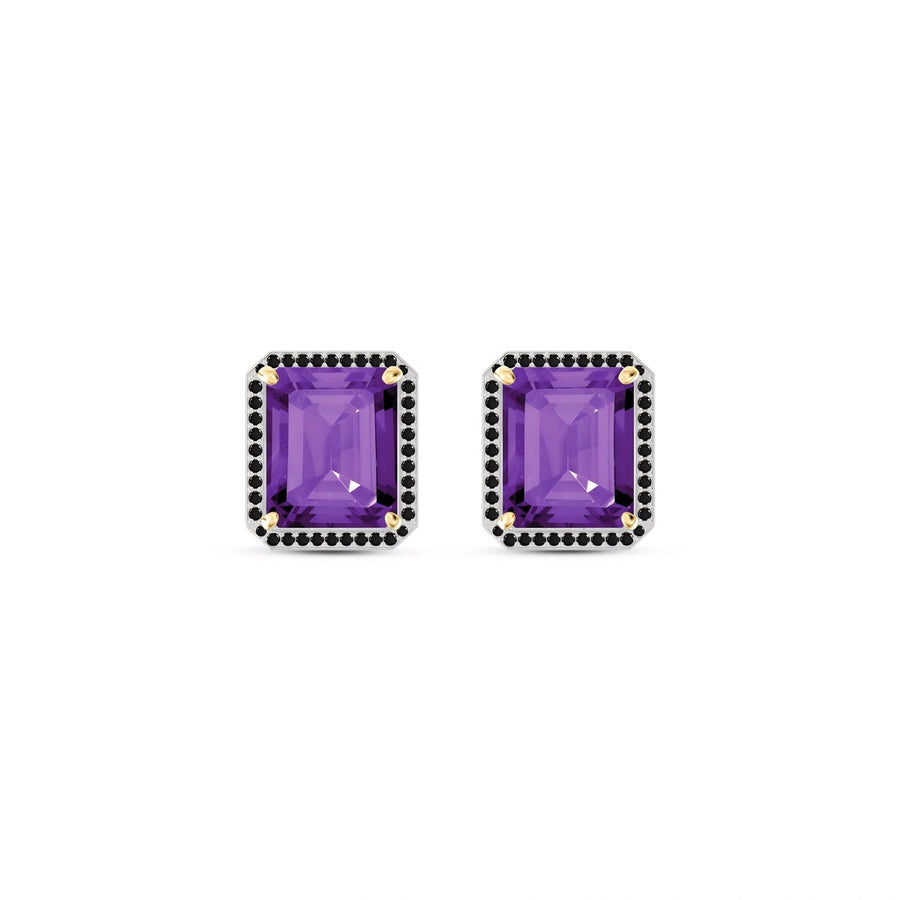 Yellow Gold Earrings Amethyst 10K — Faustina