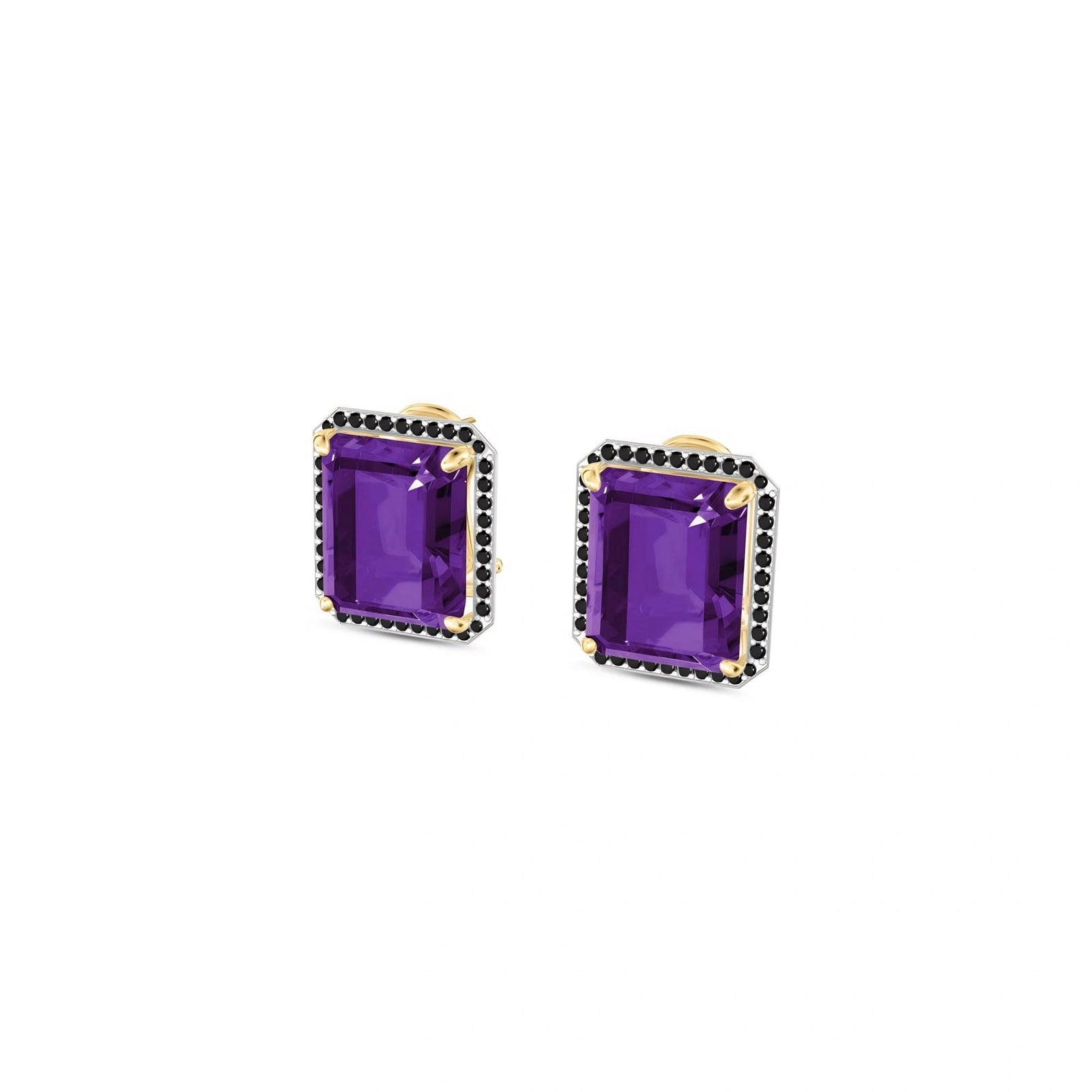 Yellow Gold Earrings Amethyst 10K — Faustina