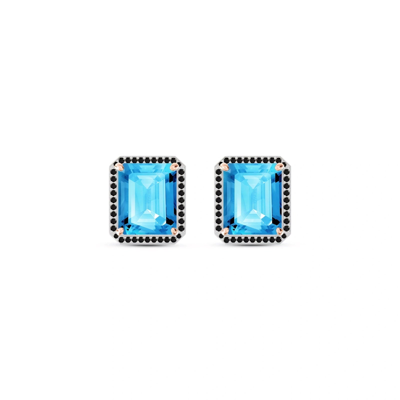 Rose Gold Earrings Blue Topaz 10K — Faustina