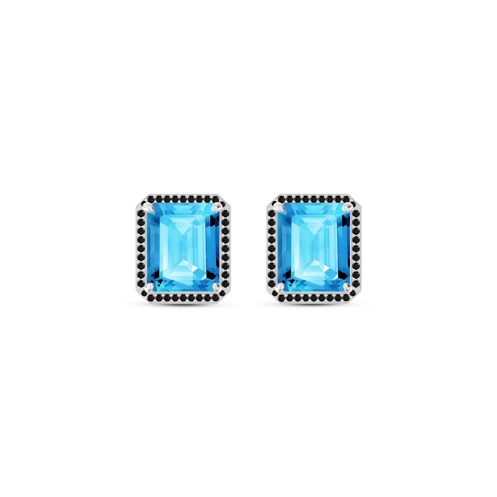 White Gold Earrings Blue Topaz 10K — Faustina
