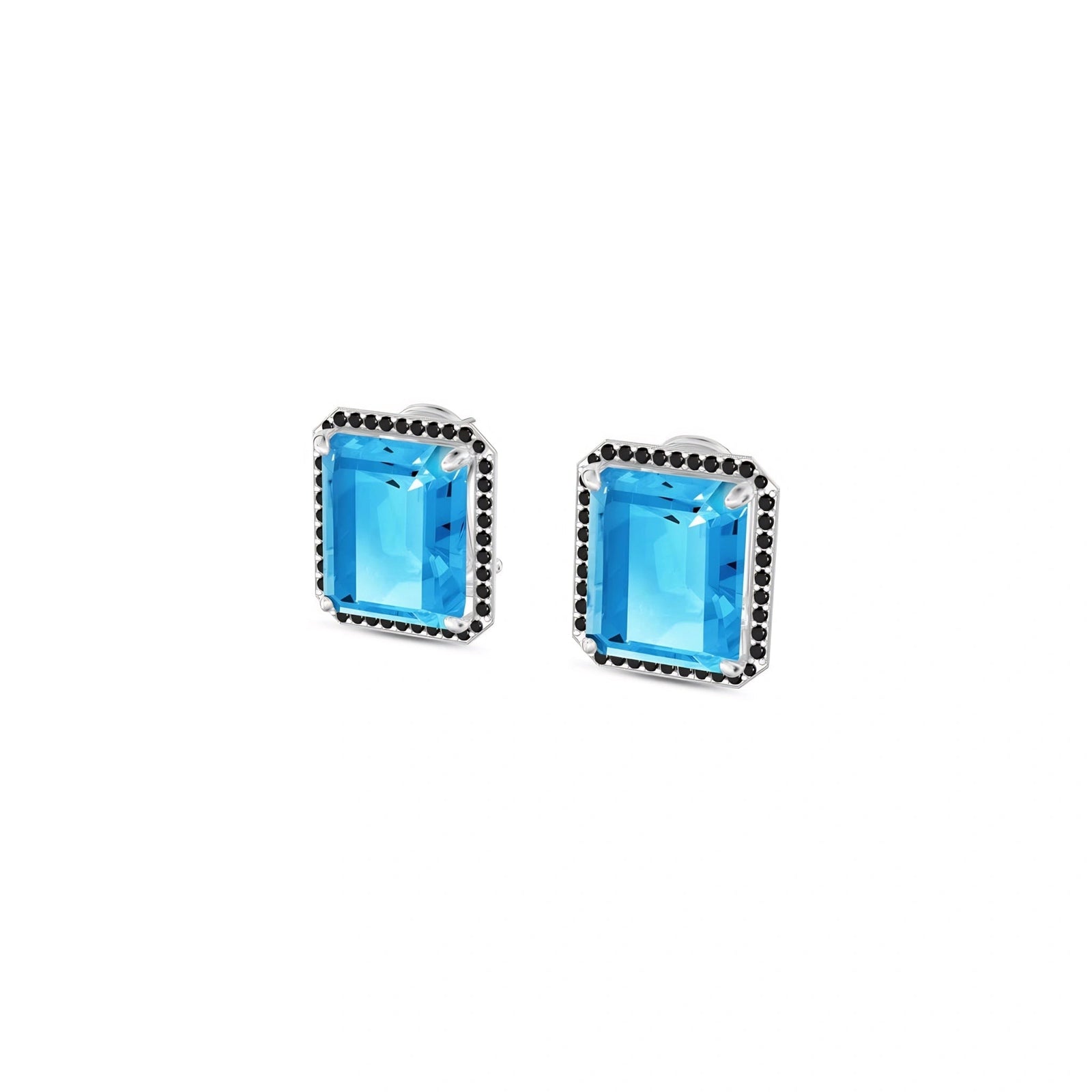 White Gold Earrings Blue Topaz 10K — Faustina