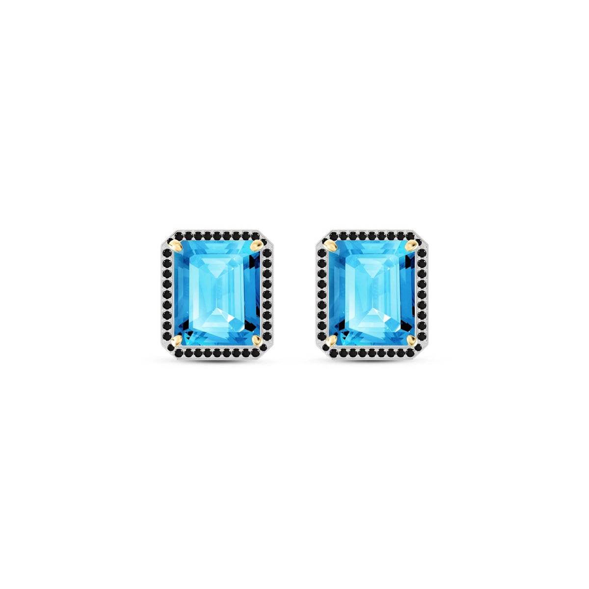 Yellow Gold Earrings Blue Topaz 10K — Faustina