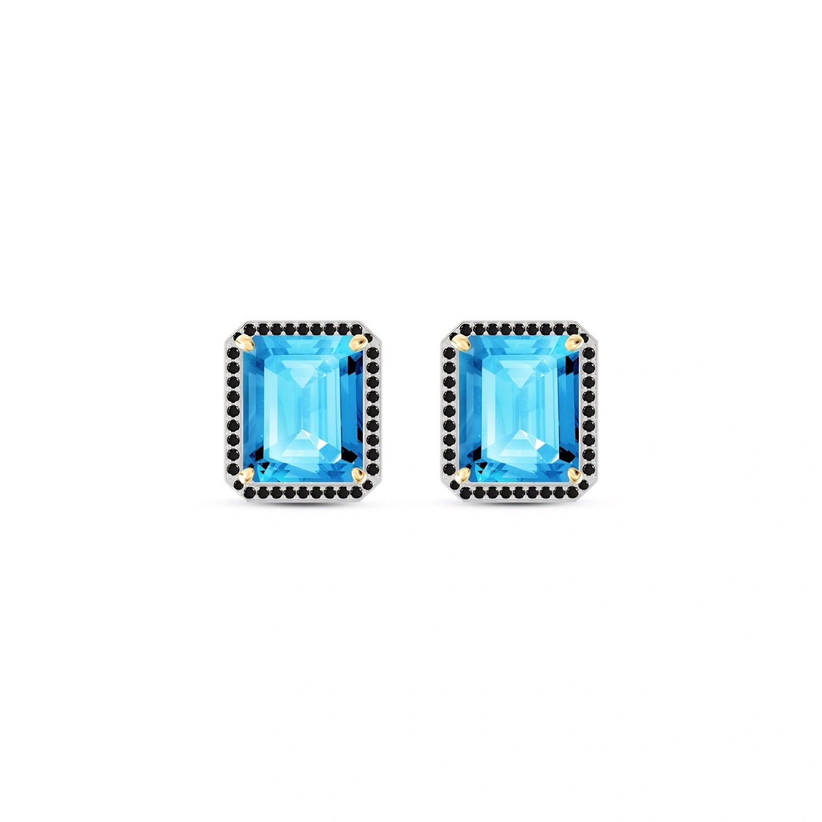 Yellow Gold Earrings Blue Topaz 10K — Faustina