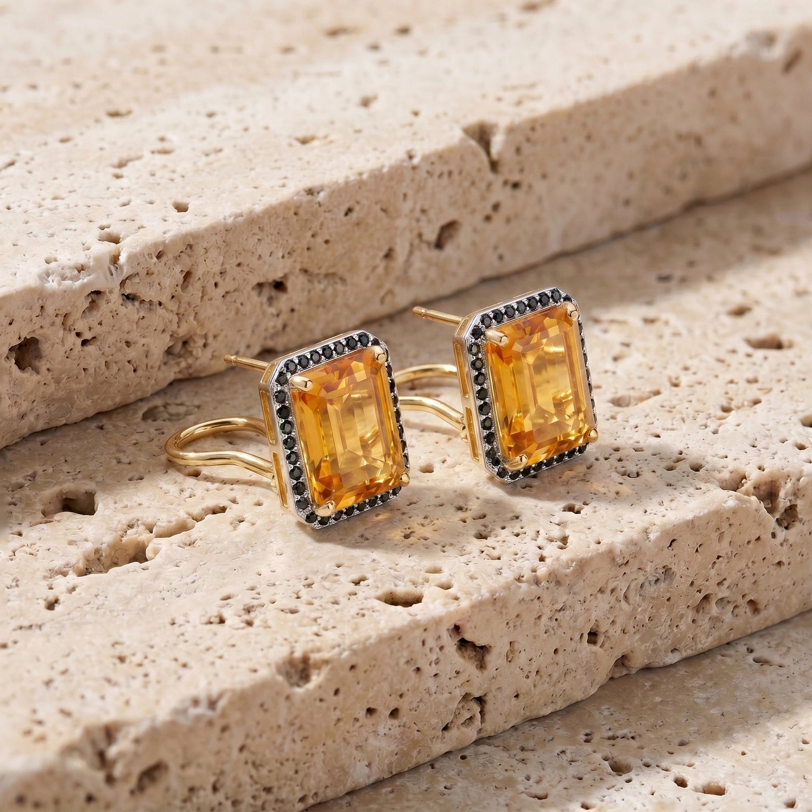 Yellow Gold Earrings Citrine 10K — Faustina