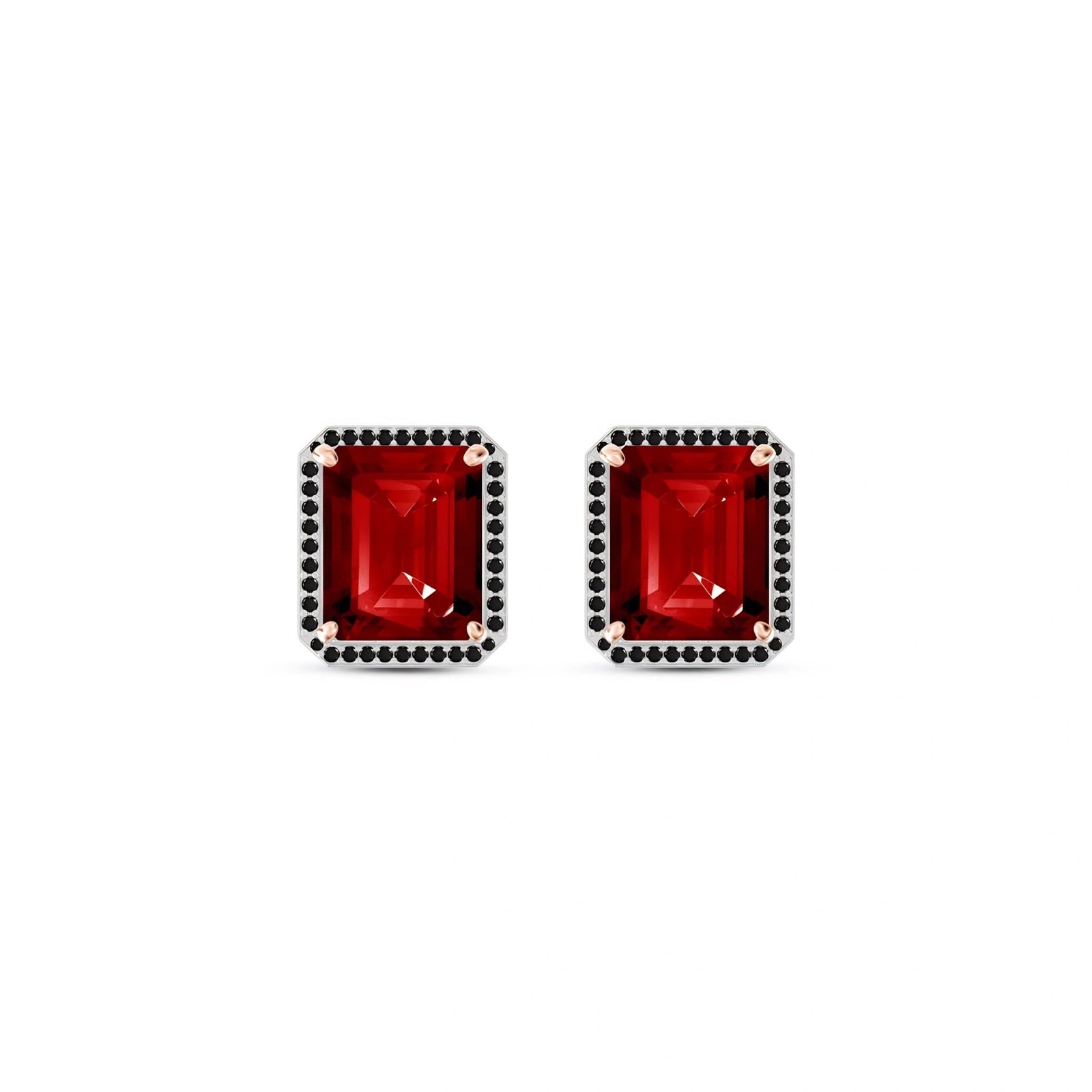 Rose Gold Earrings Garnet 10K — Faustina