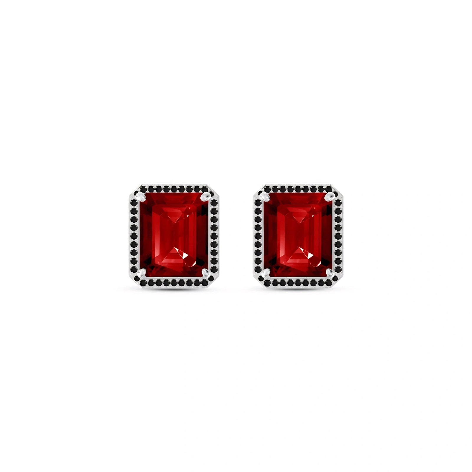 White Gold Earrings Garnet 10K — Faustina
