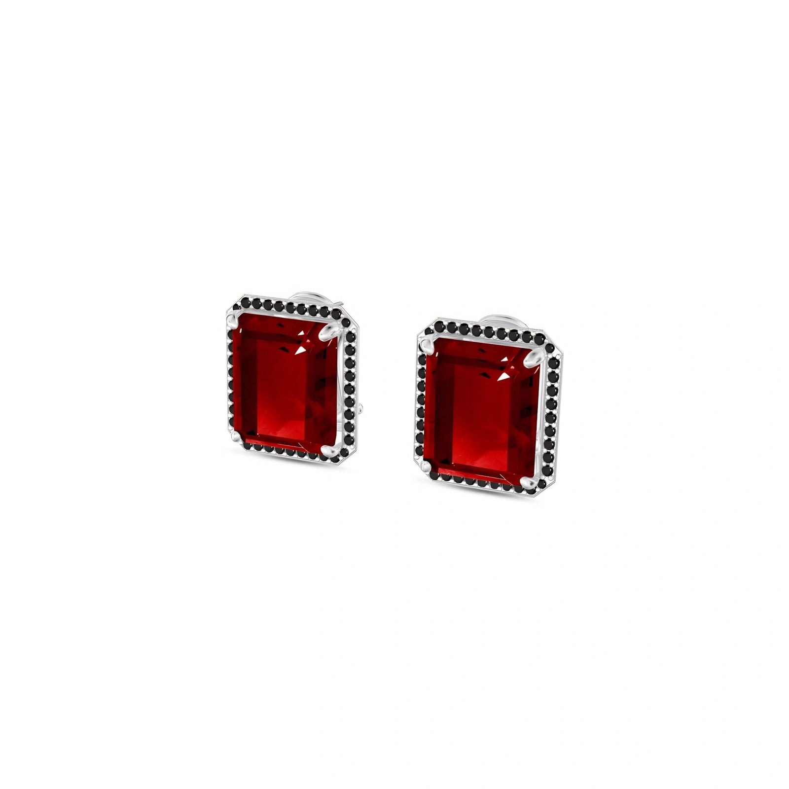 White Gold Earrings Garnet 10K — Faustina