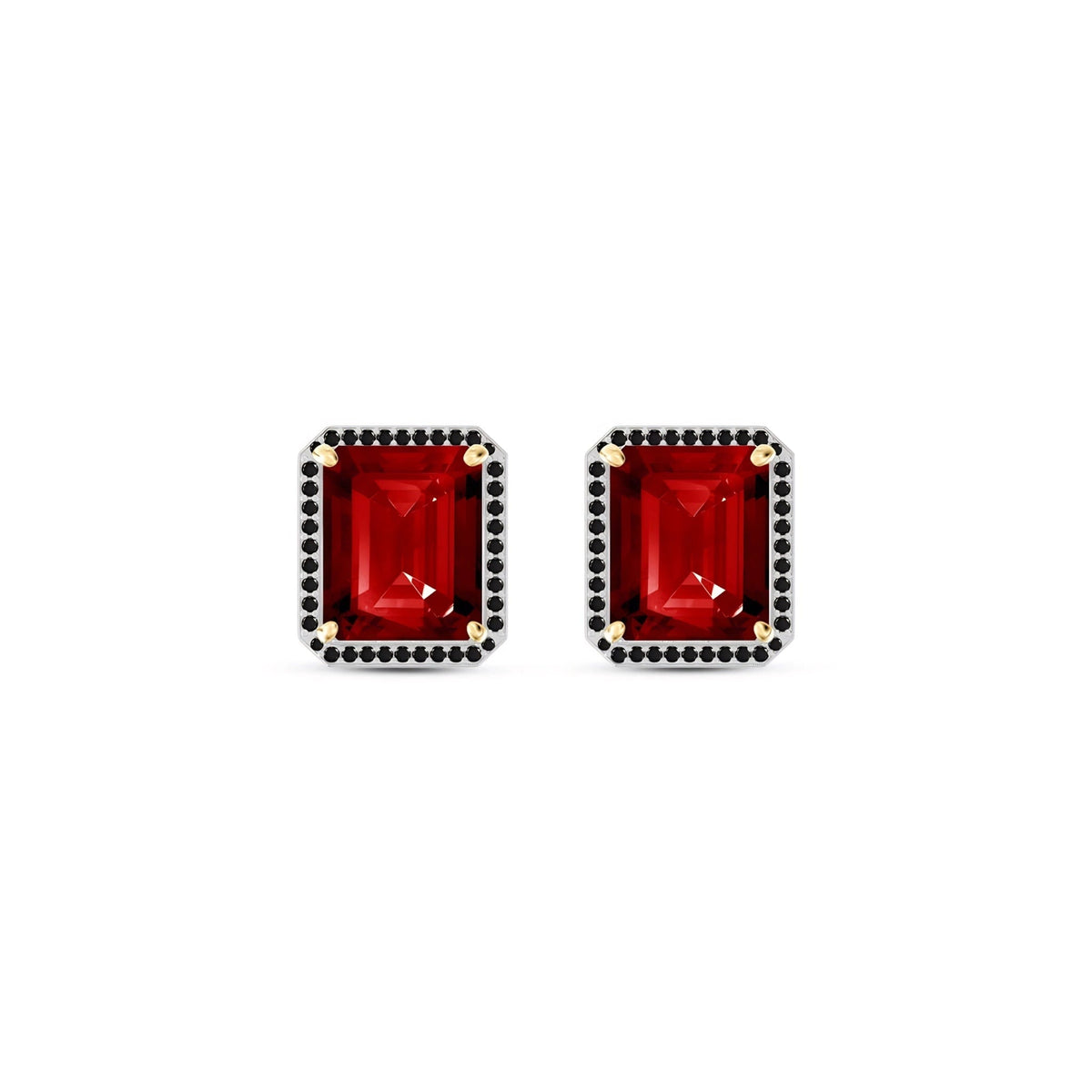 Yellow Gold Earrings Garnet 10K — Faustina