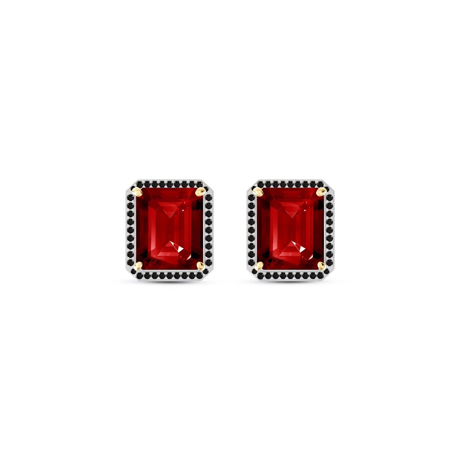 Yellow Gold Earrings Garnet 10K — Faustina