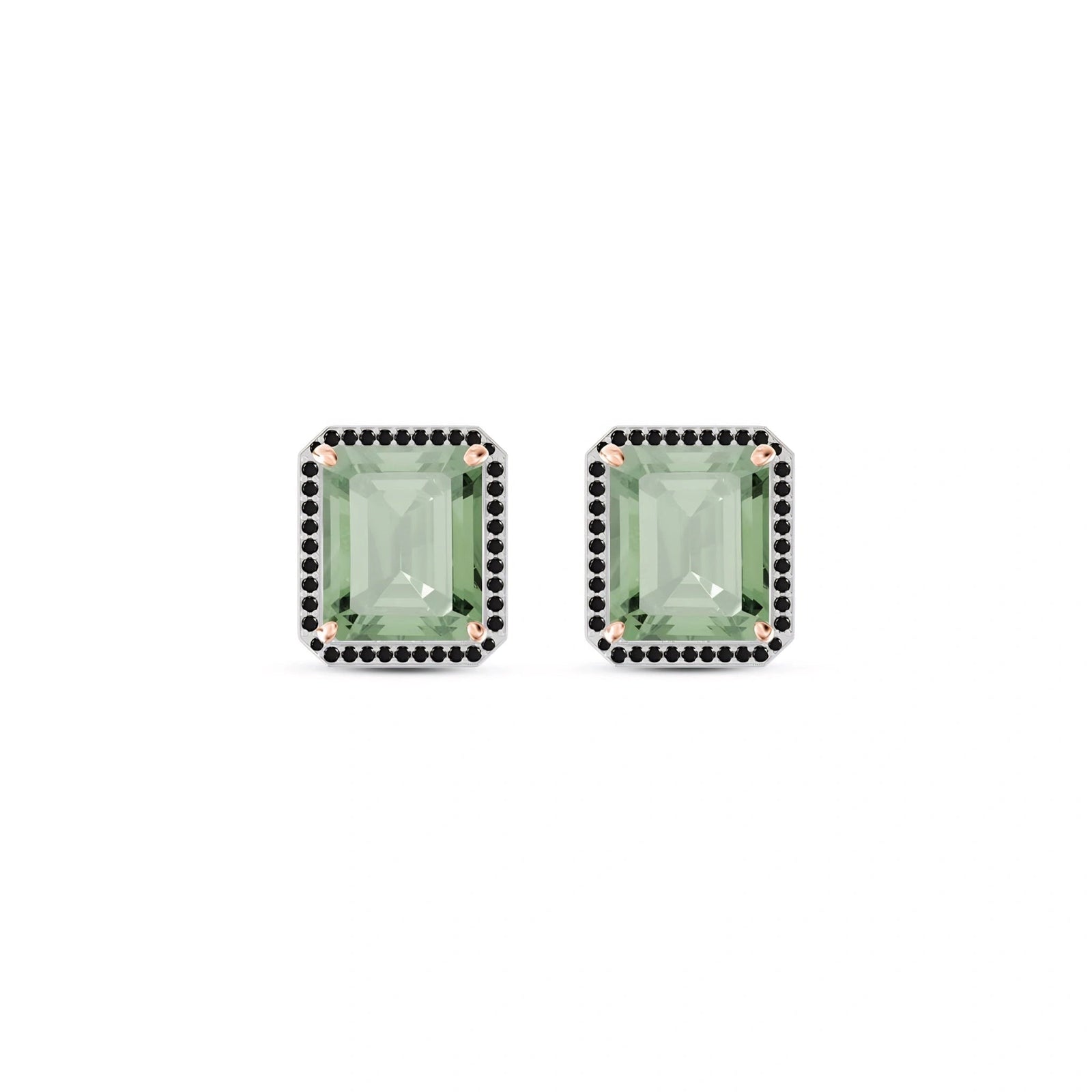 Rose Gold Earrings Green Amethyst 10K — Faustina