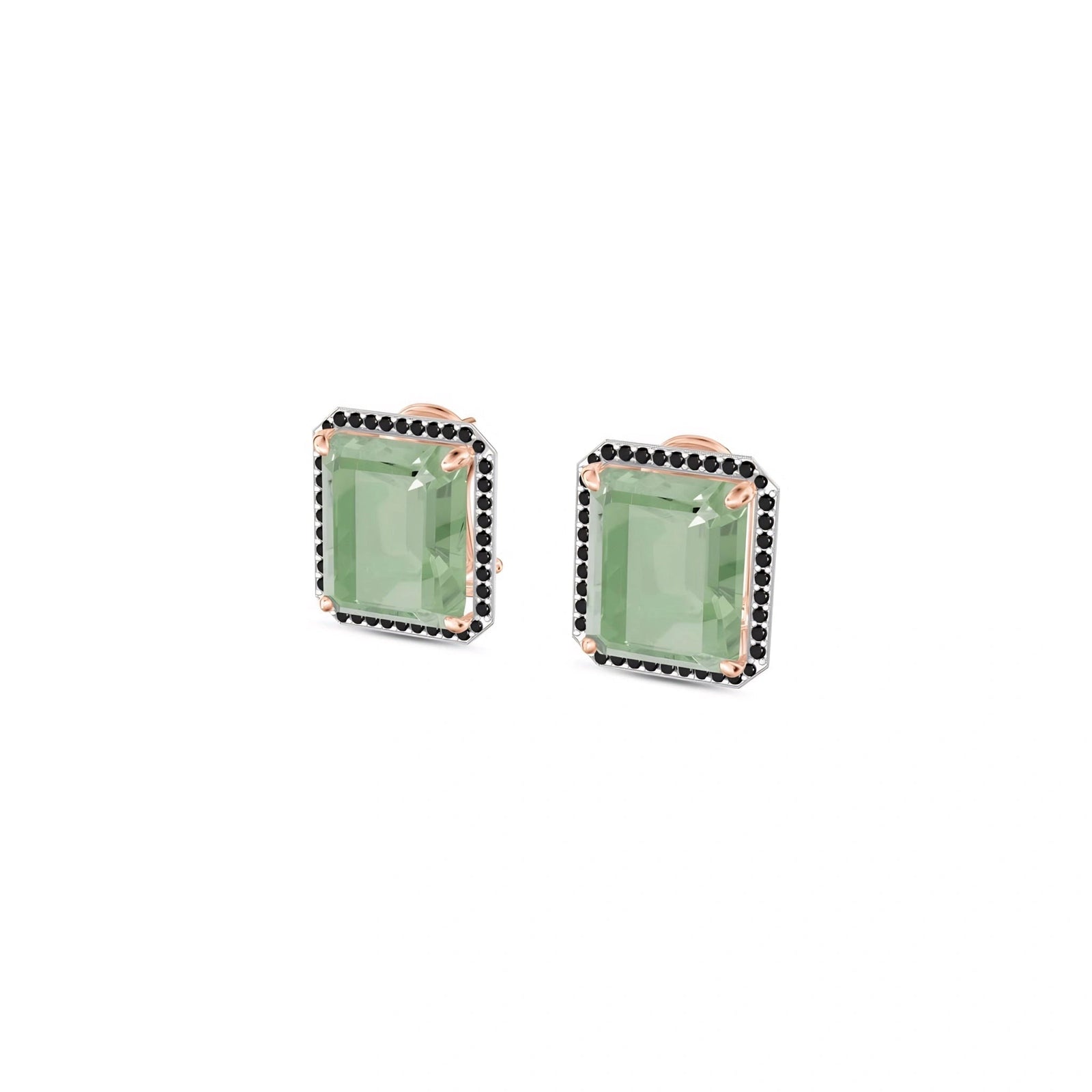 Rose Gold Earrings Green Amethyst 10K — Faustina