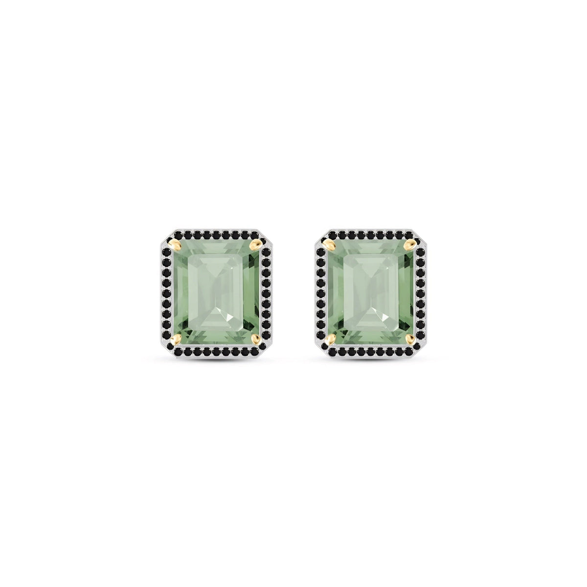 Yellow Gold Earrings Green Amethyst 10K — Faustina