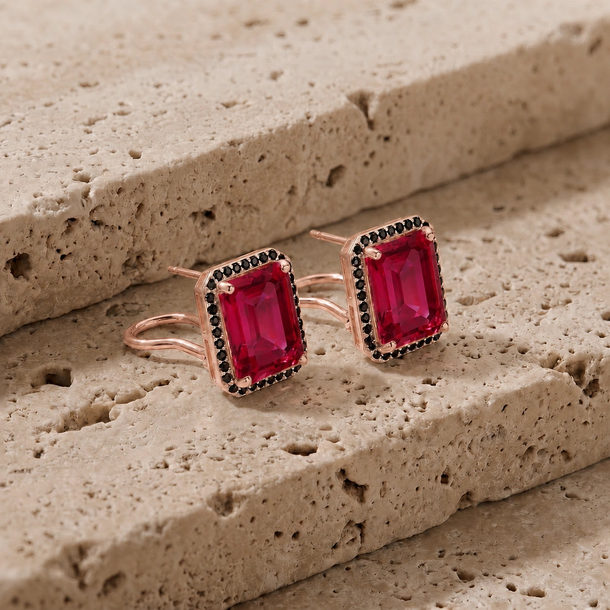 Rose Gold Earrings Ruby 10K — Faustina