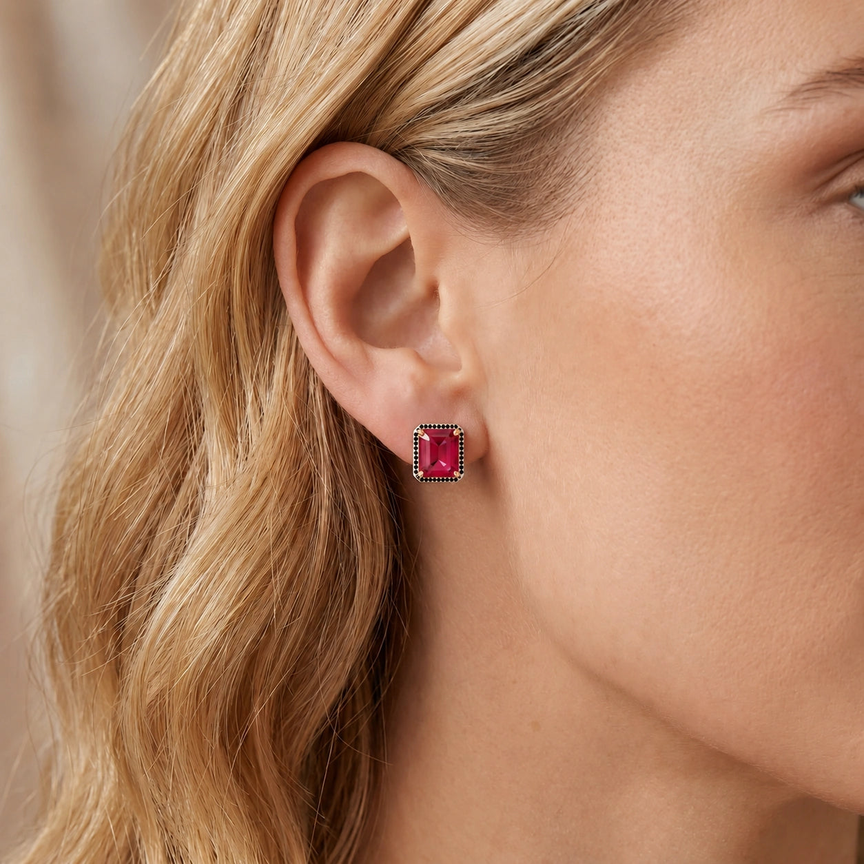 Rose Gold Earrings Ruby 10K — Faustina