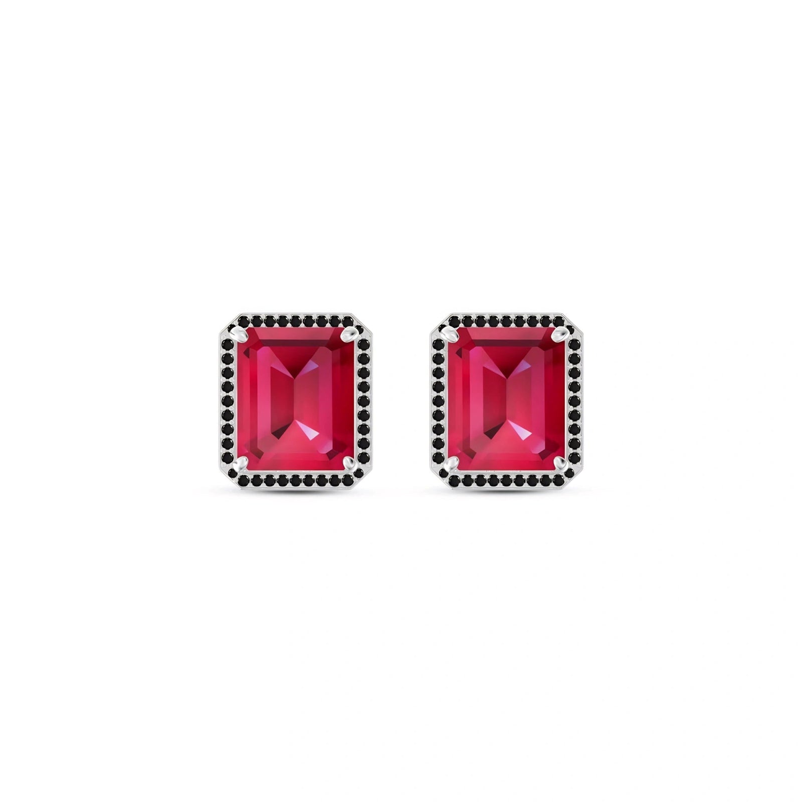White Gold Earrings Ruby 10K — Faustina
