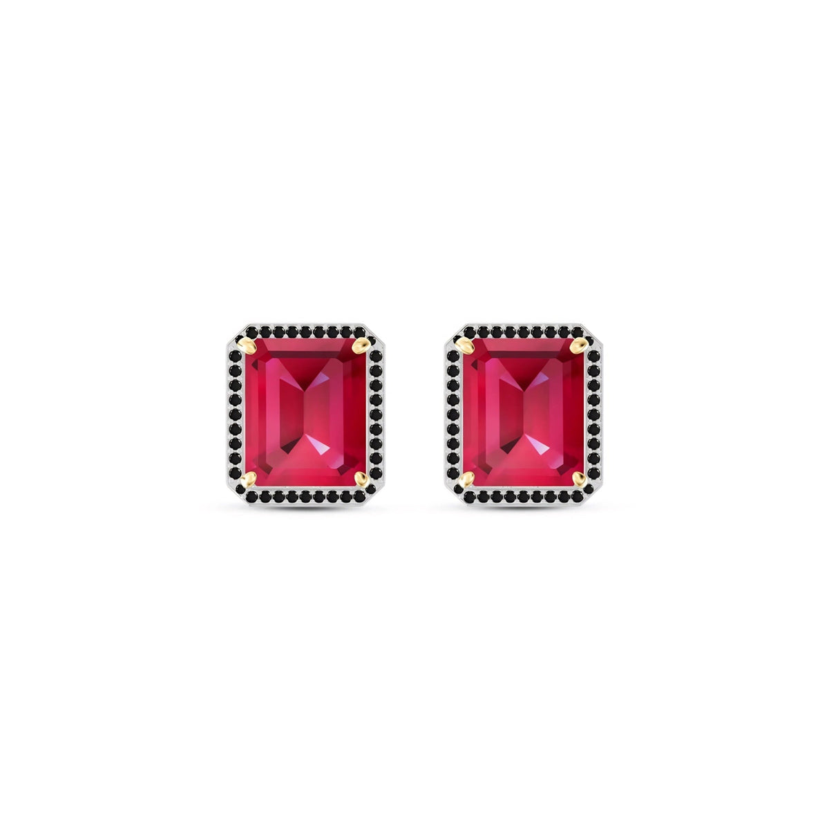 Yellow Gold Earrings Ruby 10K — Faustina