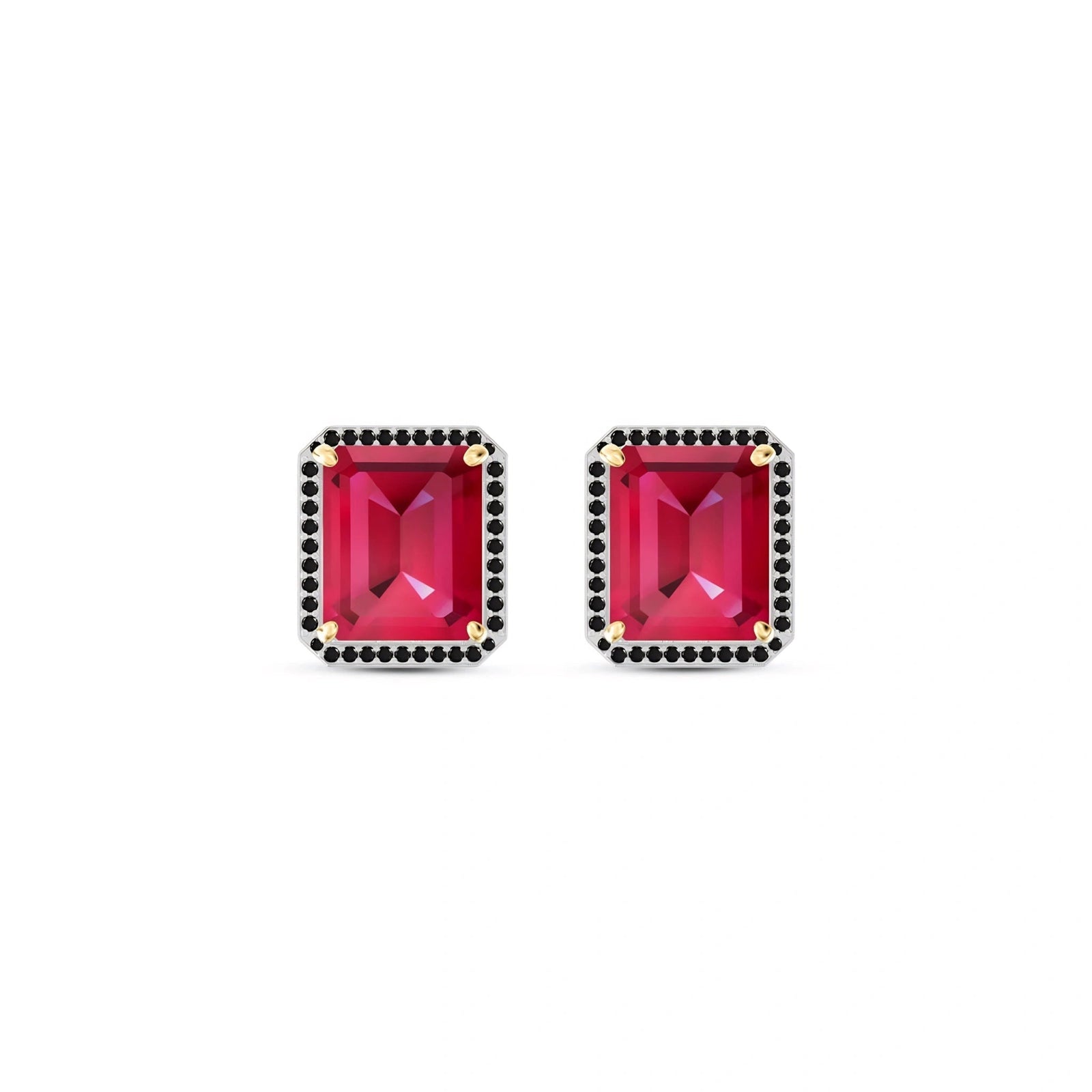 Yellow Gold Earrings Ruby 10K — Faustina